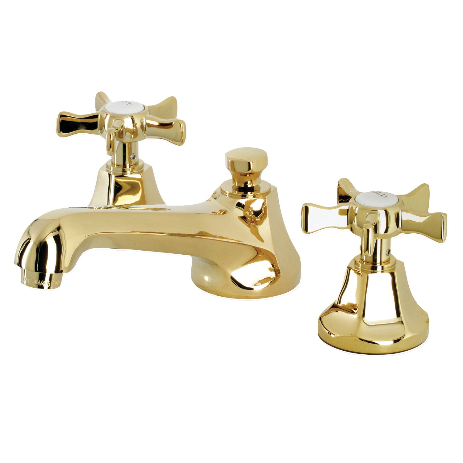 Kingston Tulare KS4462NX - Hamilton Two-Handle 3-Hole Deck Mount Widespread Bathroom Faucet with Brass Pop-Up, Polished Brass