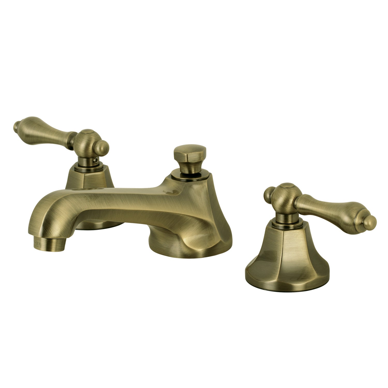 Kingston Tulare KS4463AL - Metropolitan Two-Handle 3-Hole Deck Mount Widespread Bathroom Faucet with Brass Pop-Up, Antique Brass