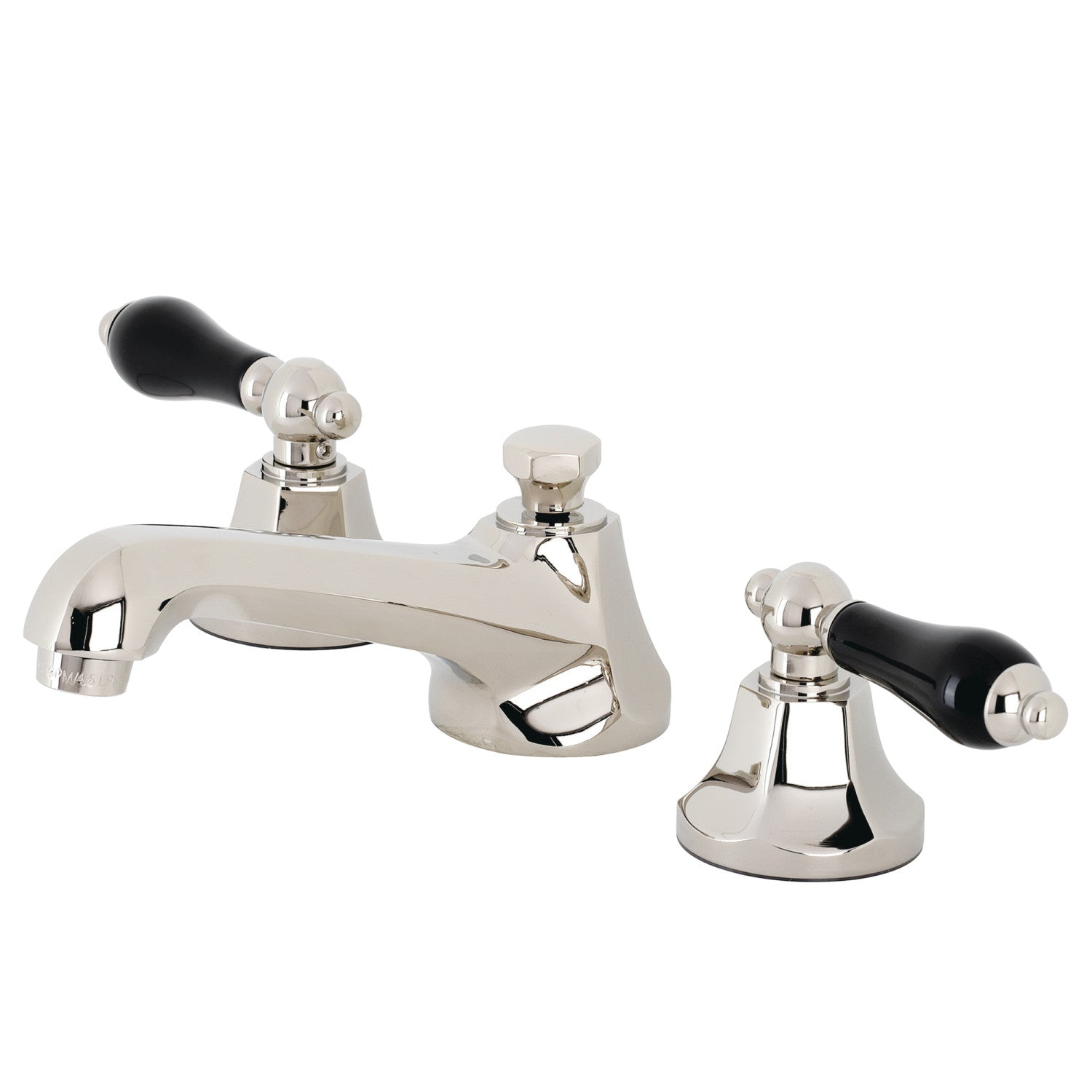 Kingston Tulare KS4466PKL - Duchess Two-Handle 3-Hole Deck Mount Widespread Bathroom Faucet with Brass Pop-Up, Polished Nickel