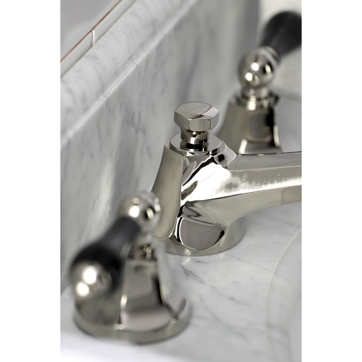 Kingston Tulare KS4466PKL - Duchess Two-Handle 3-Hole Deck Mount Widespread Bathroom Faucet with Brass Pop-Up, Polished Nickel — thumbnail 3