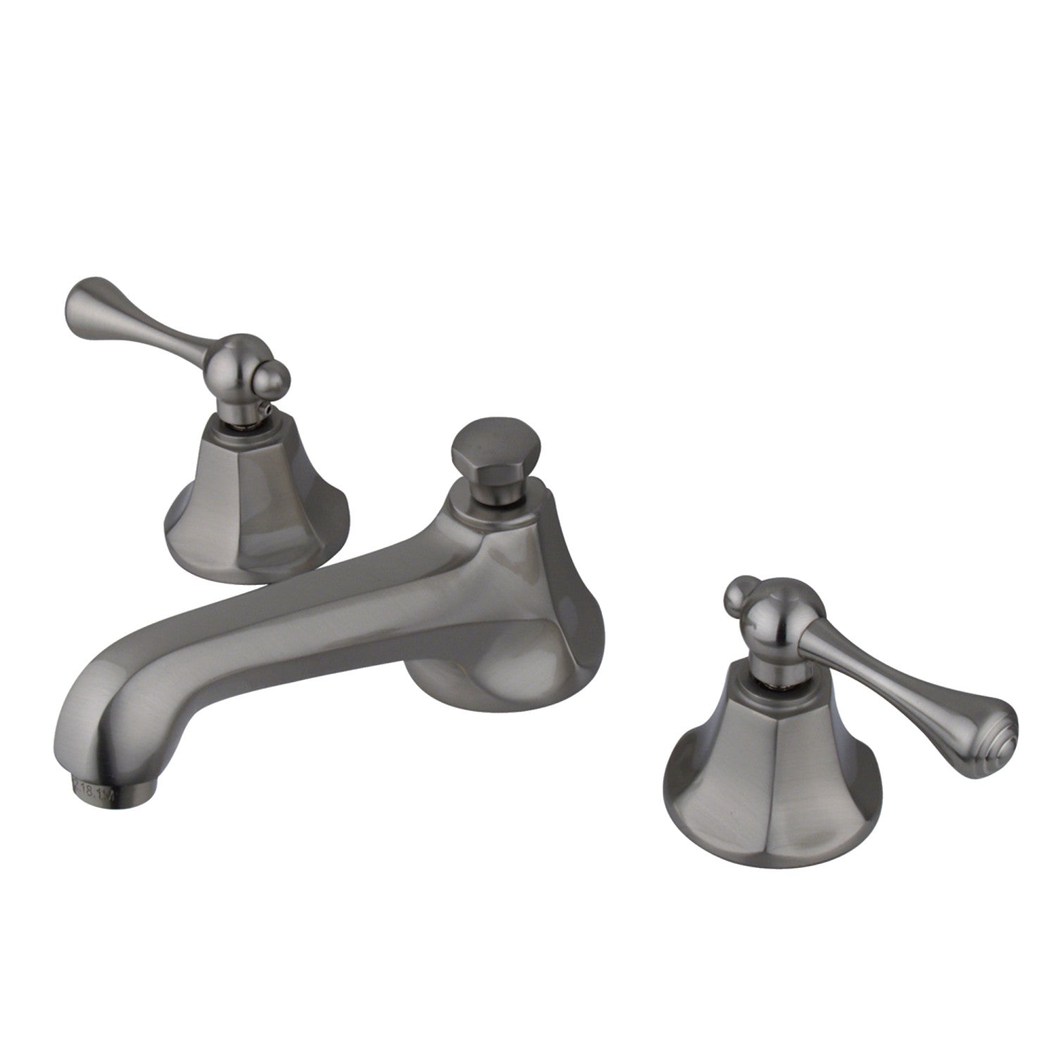 Kingston Tulare KS4468BL - Metropolitan Two-Handle 3-Hole Deck Mount Widespread Bathroom Faucet with Brass Pop-Up, Brushed Nickel