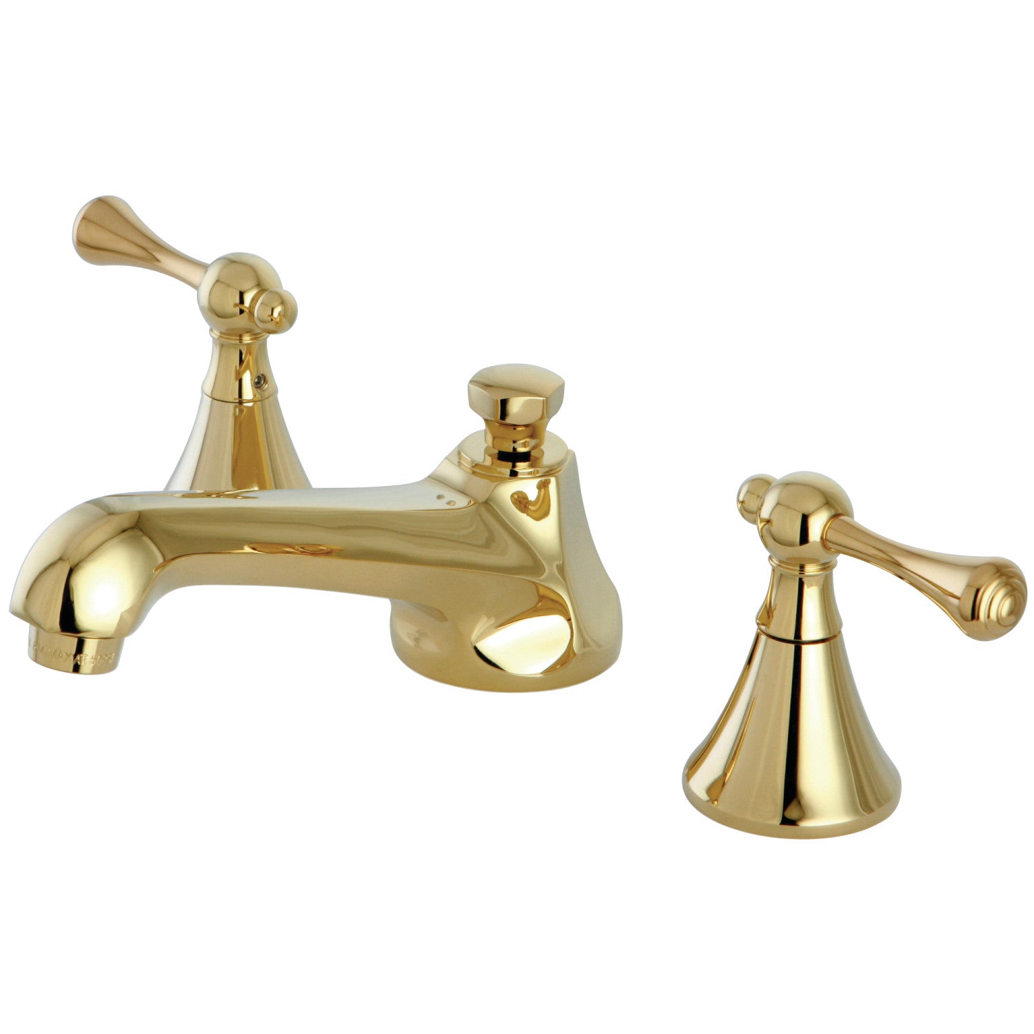 Kingston Tulare KS4472BLTwo-Handle 3-Hole Deck Mount Widespread Bathroom Faucet with Brass Pop-Up, Polished Brass