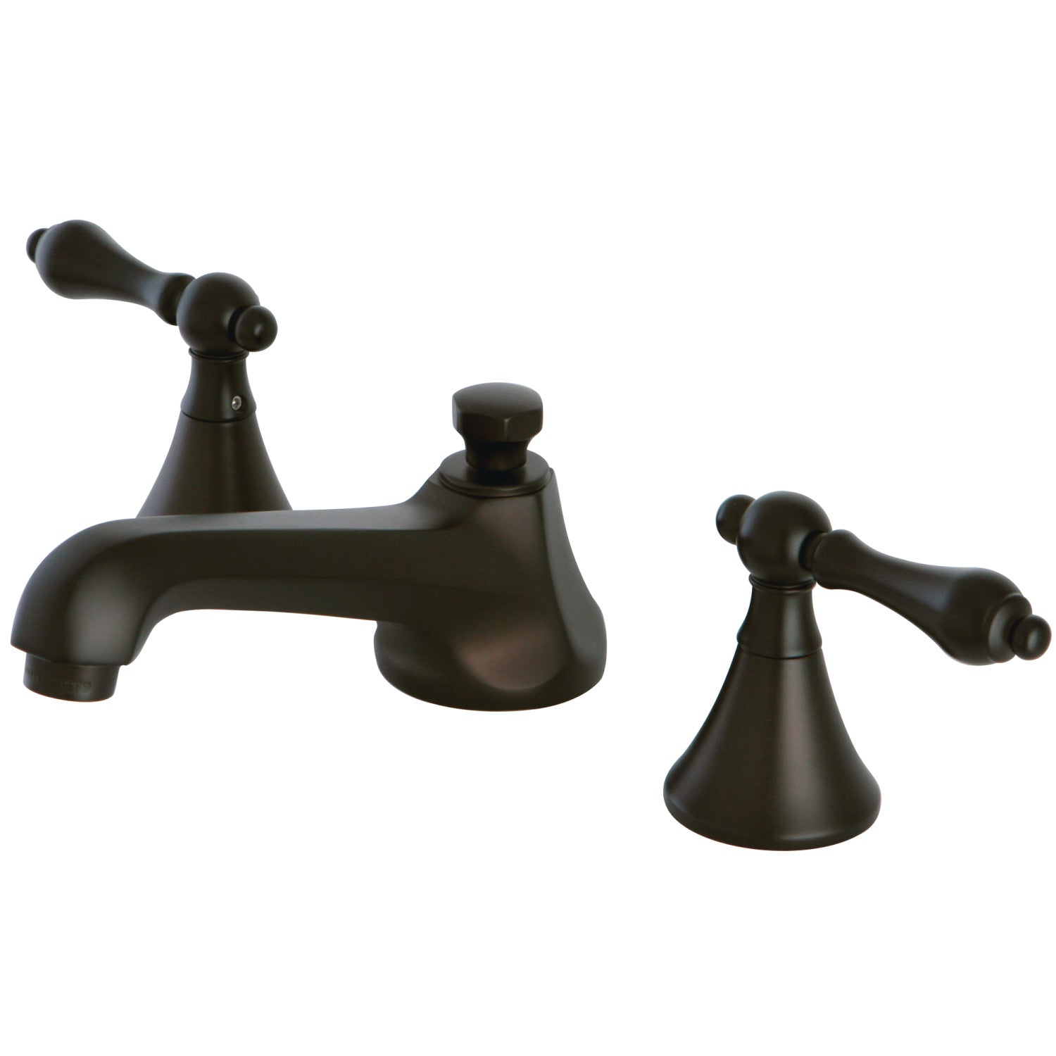 Kingston Tulare KS4475ALTwo-Handle 3-Hole Deck Mount Widespread Bathroom Faucet with Brass Pop-Up, Oil Rubbed Bronze