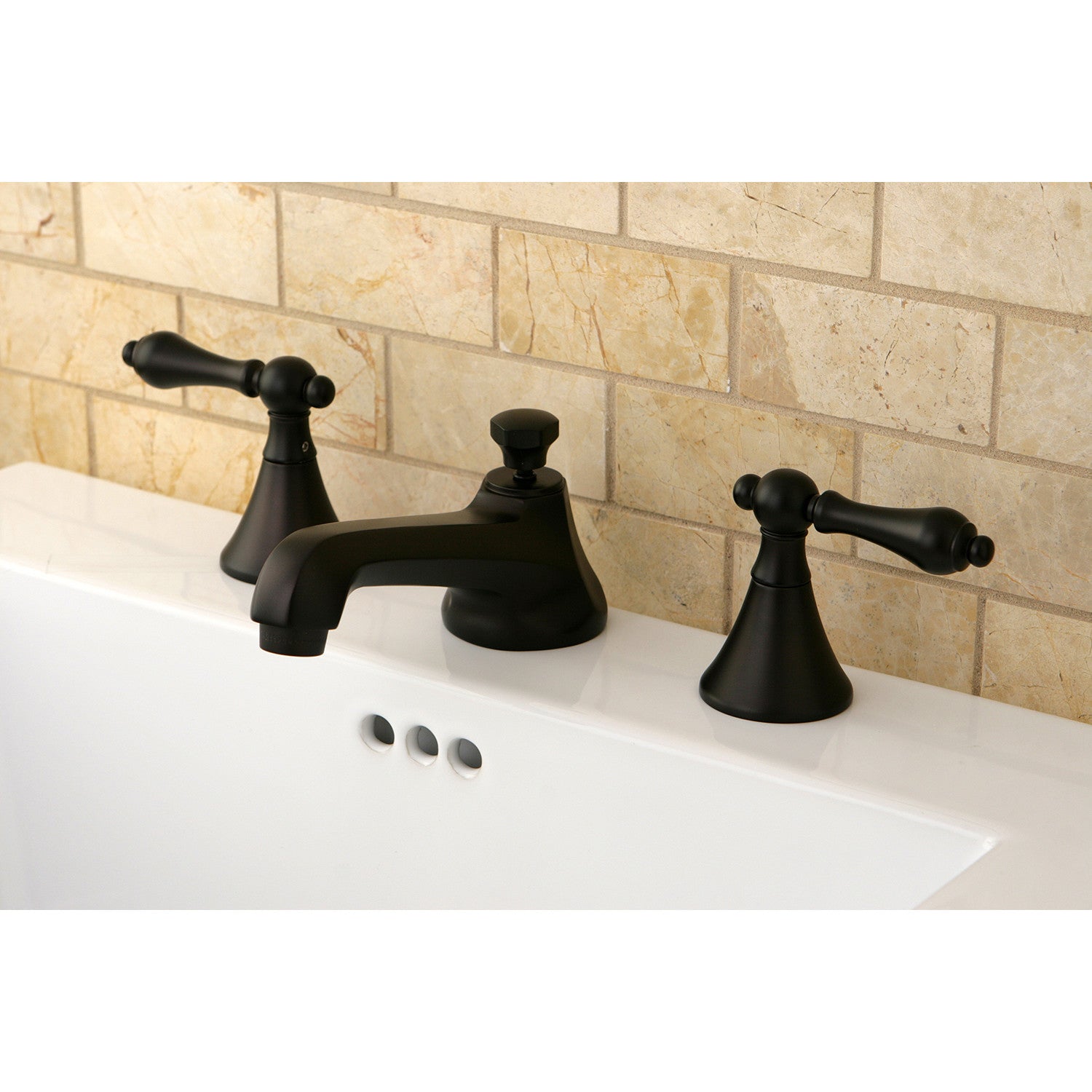 Kingston Tulare KS4475ALTwo-Handle 3-Hole Deck Mount Widespread Bathroom Faucet with Brass Pop-Up, Oil Rubbed Bronze — thumbnail 2