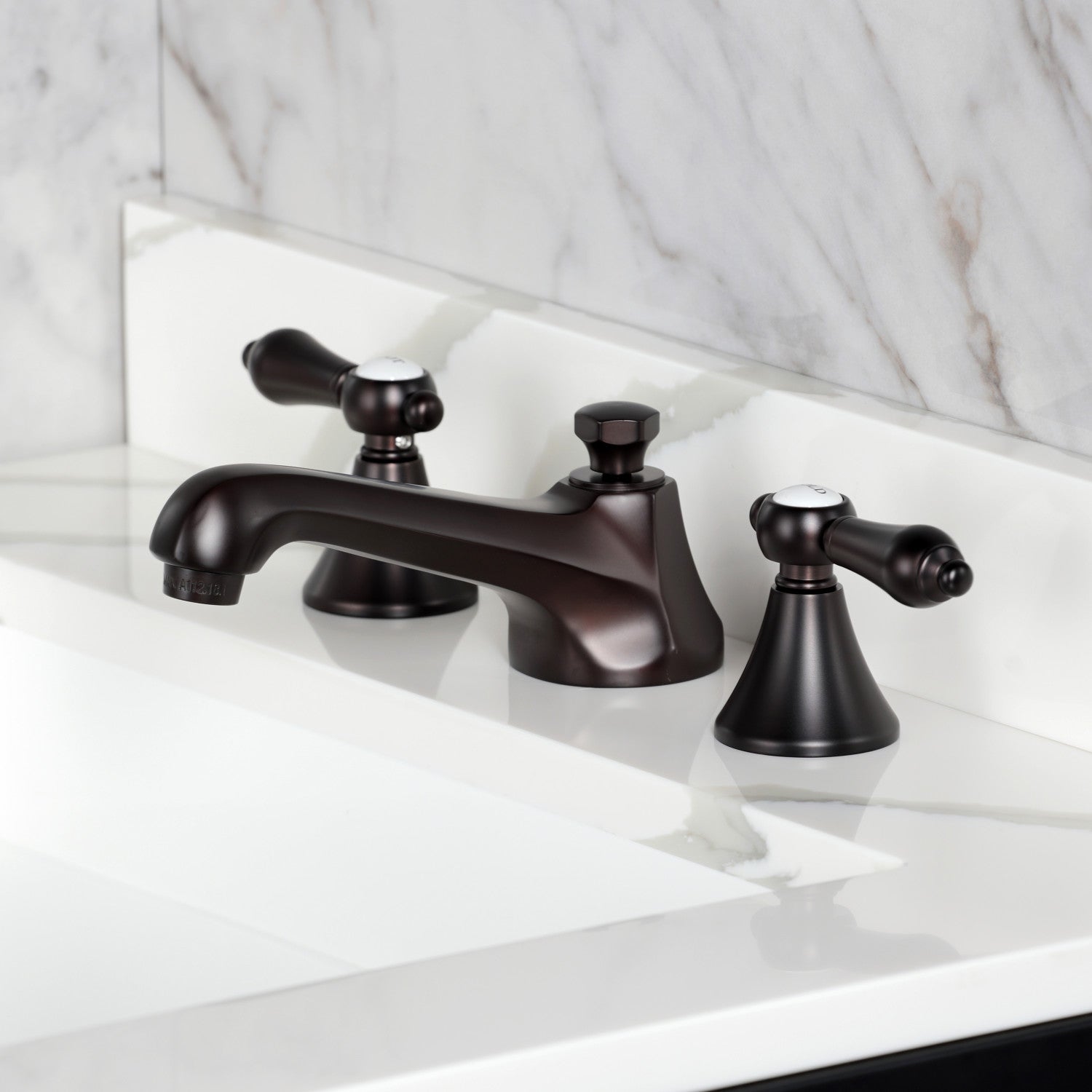 Kingston Tulare KS4475BALTwo-Handle 3-Hole Deck Mount Widespread Bathroom Faucet with Brass Pop-Up, Oil Rubbed Bronze — thumbnail 2