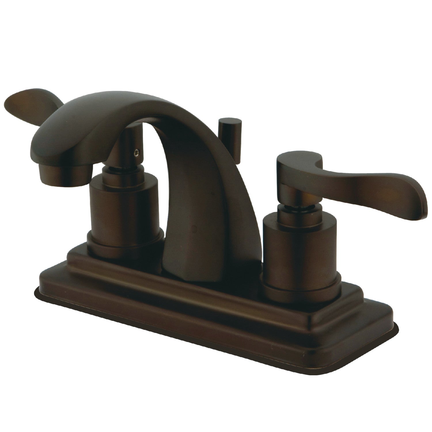 Kingston Tulare KS4645DFL - NuWave Double-Handle 3-Hole Deck Mount 4-Inch Centerset Bathroom Faucet with Brass Pop-Up, Oil Rubbed Bronze