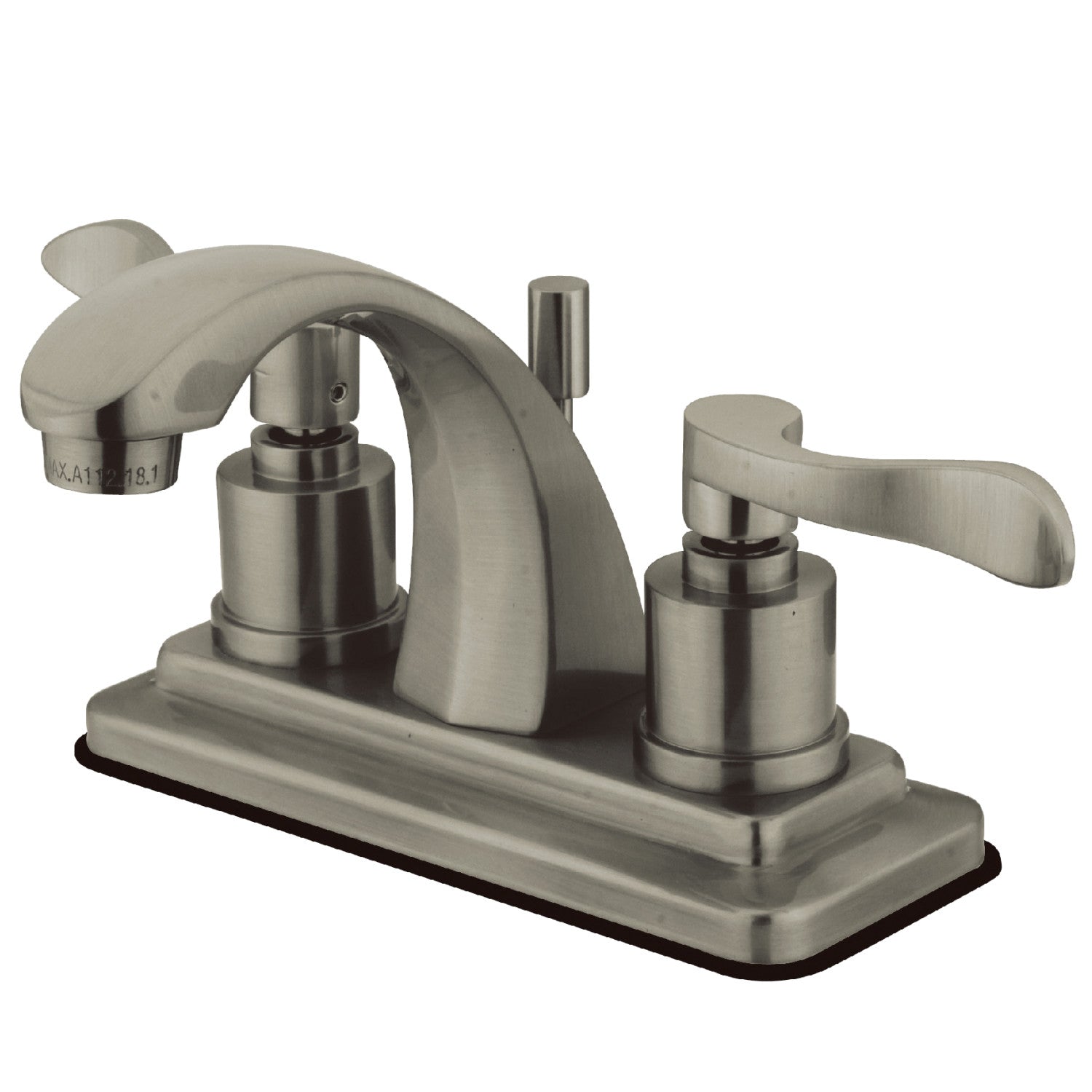 Kingston Tulare KS4648DFL - NuWave Double-Handle 3-Hole Deck Mount 4-Inch Centerset Bathroom Faucet with Brass Pop-Up, Brushed Nickel