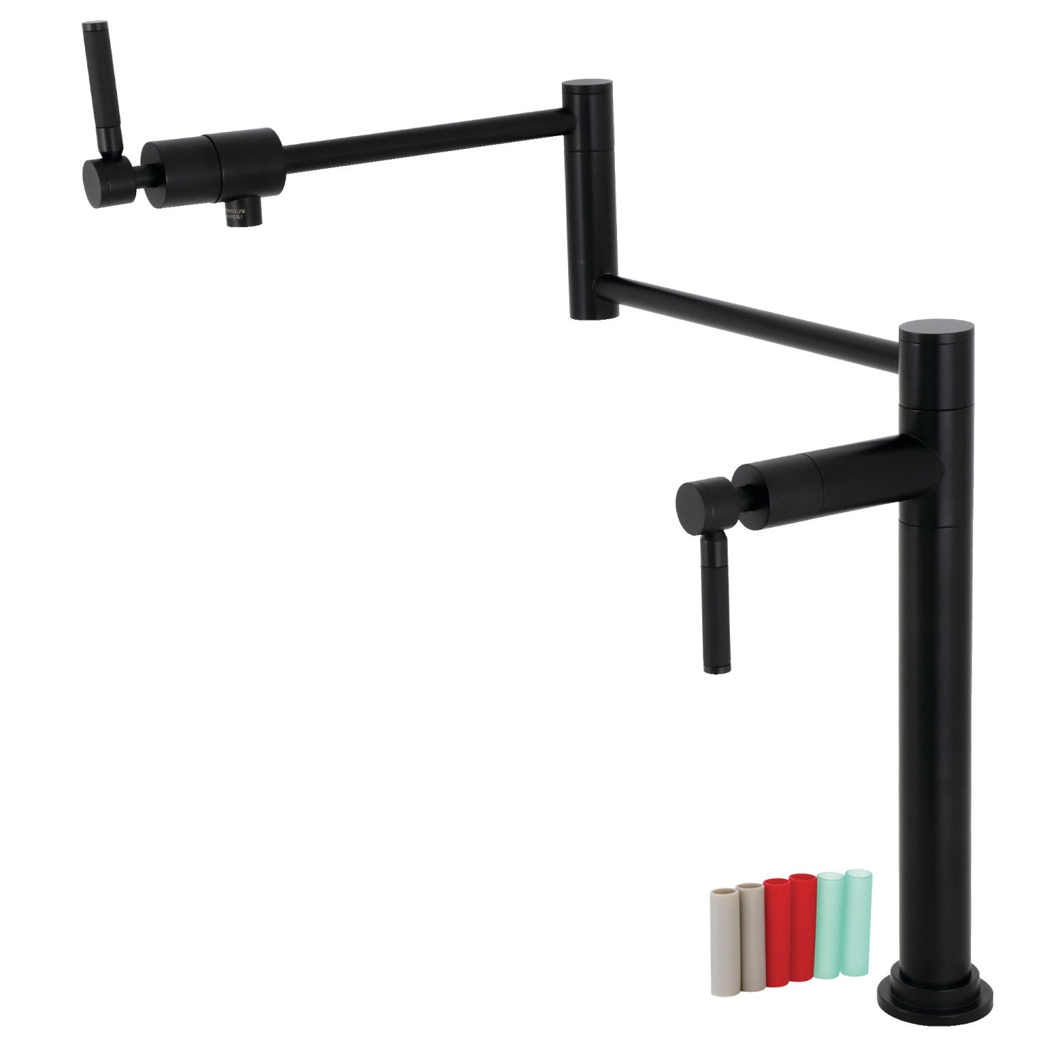 Kingston Sona KS4700DKL - Kaiser Two-Handle 1-Hole Deck Mount Pot Filler Faucet, Matte Black