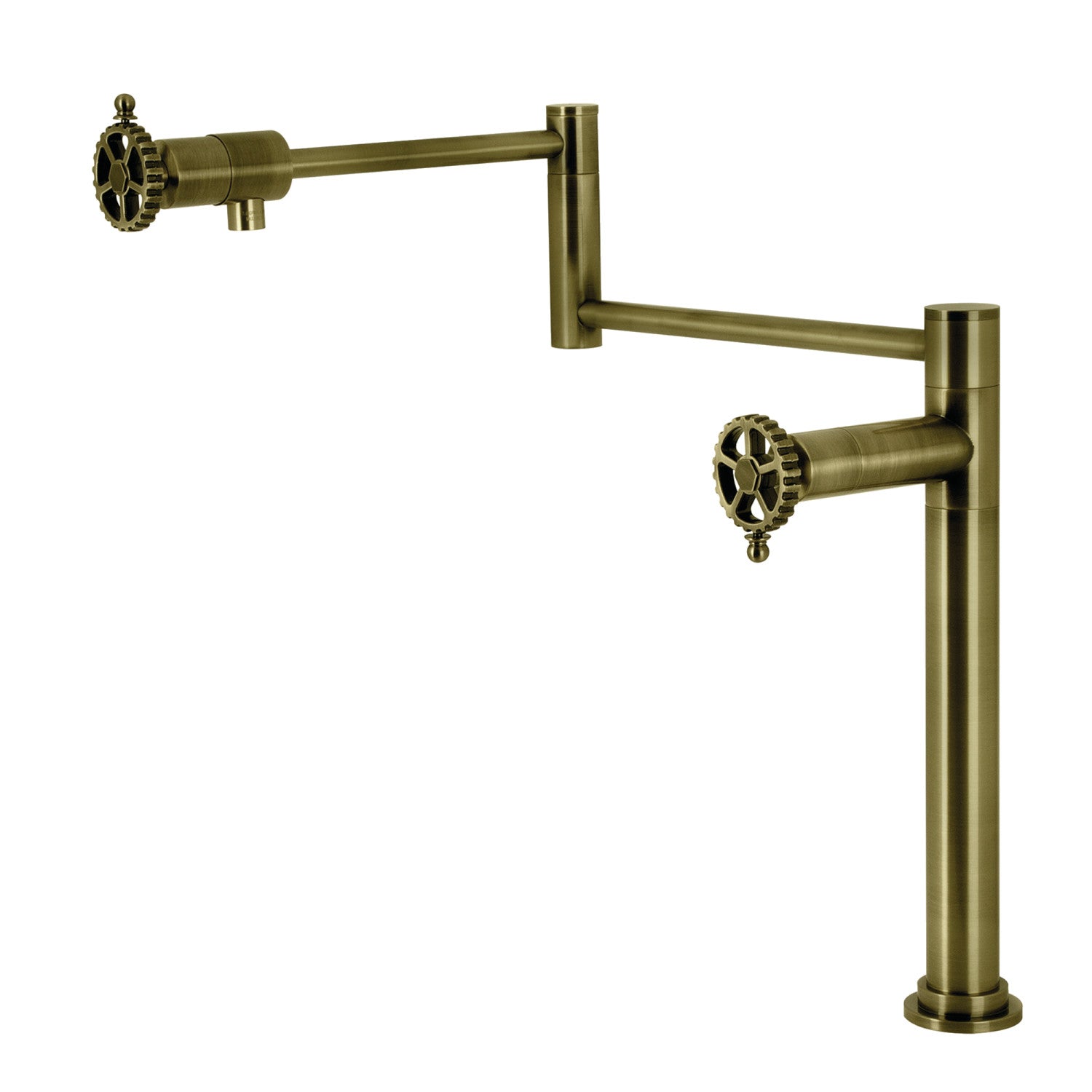 Kingston Sona KS4703CG - Fuller Two-Handle 1-Hole Deck Mount Pot Filler Faucet, Antique Brass