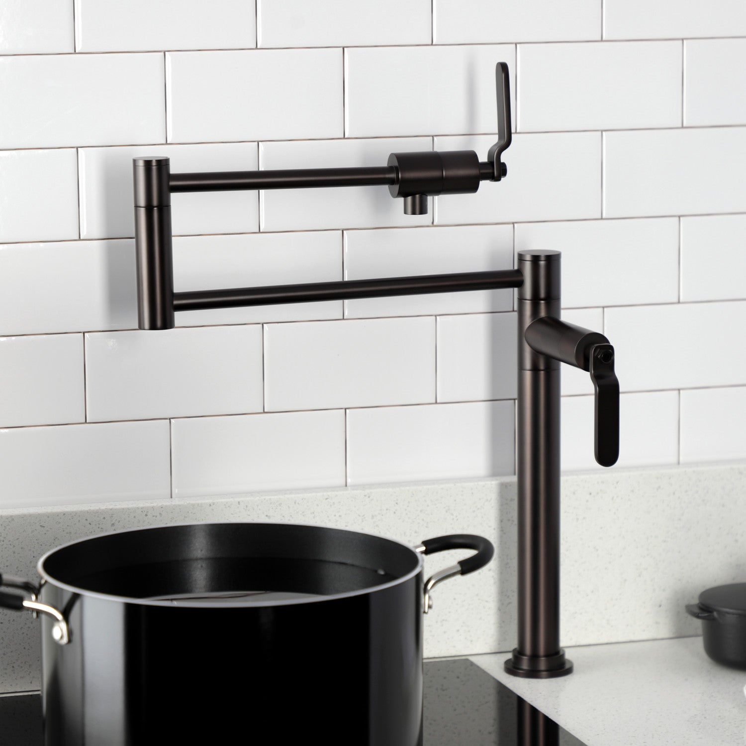 Kingston Sona KS4705KL - Whitaker Two-Handle 1-Hole Deck Mount Pot Filler Faucet, Oil Rubbed Bronze — thumbnail 3