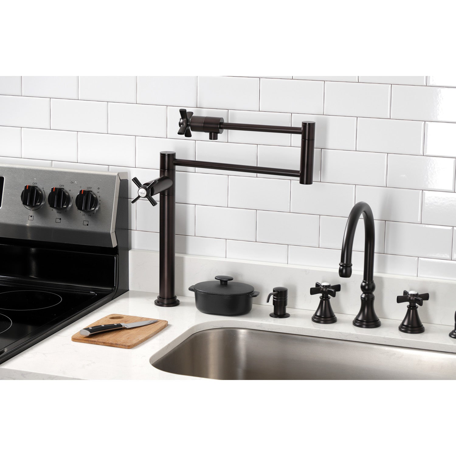 Kingston Tulare KS4705ZX - Millennium Two-Handle 1-Hole Deck Mount Pot Filler Faucet, Oil Rubbed Bronze — thumbnail 2