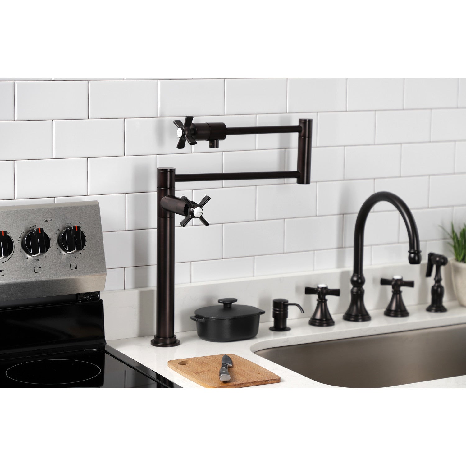 Kingston Tulare KS4705ZX - Millennium Two-Handle 1-Hole Deck Mount Pot Filler Faucet, Oil Rubbed Bronze — thumbnail 3