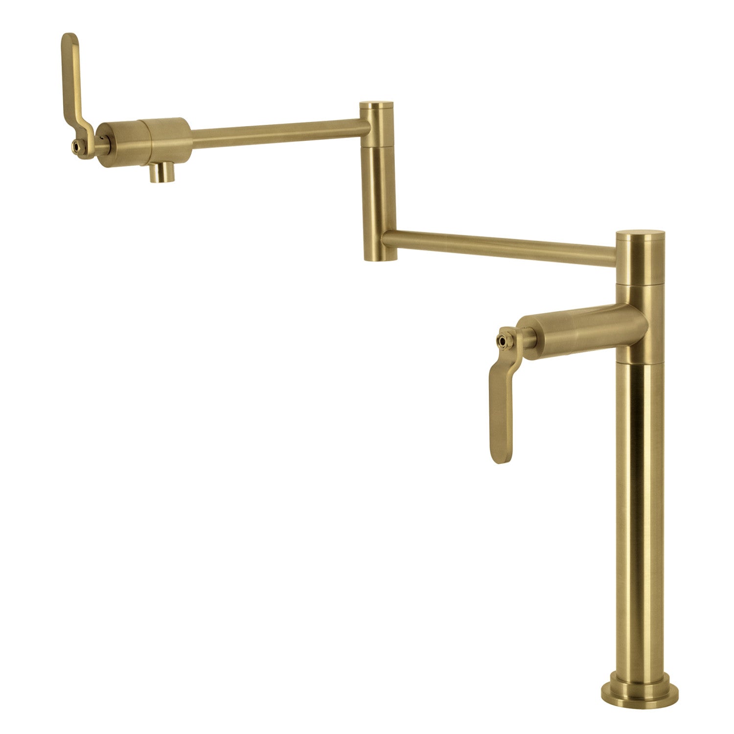 Kingston Sona KS4707KL - Whitaker Two-Handle 1-Hole Deck Mount Pot Filler Faucet, Brushed Brass