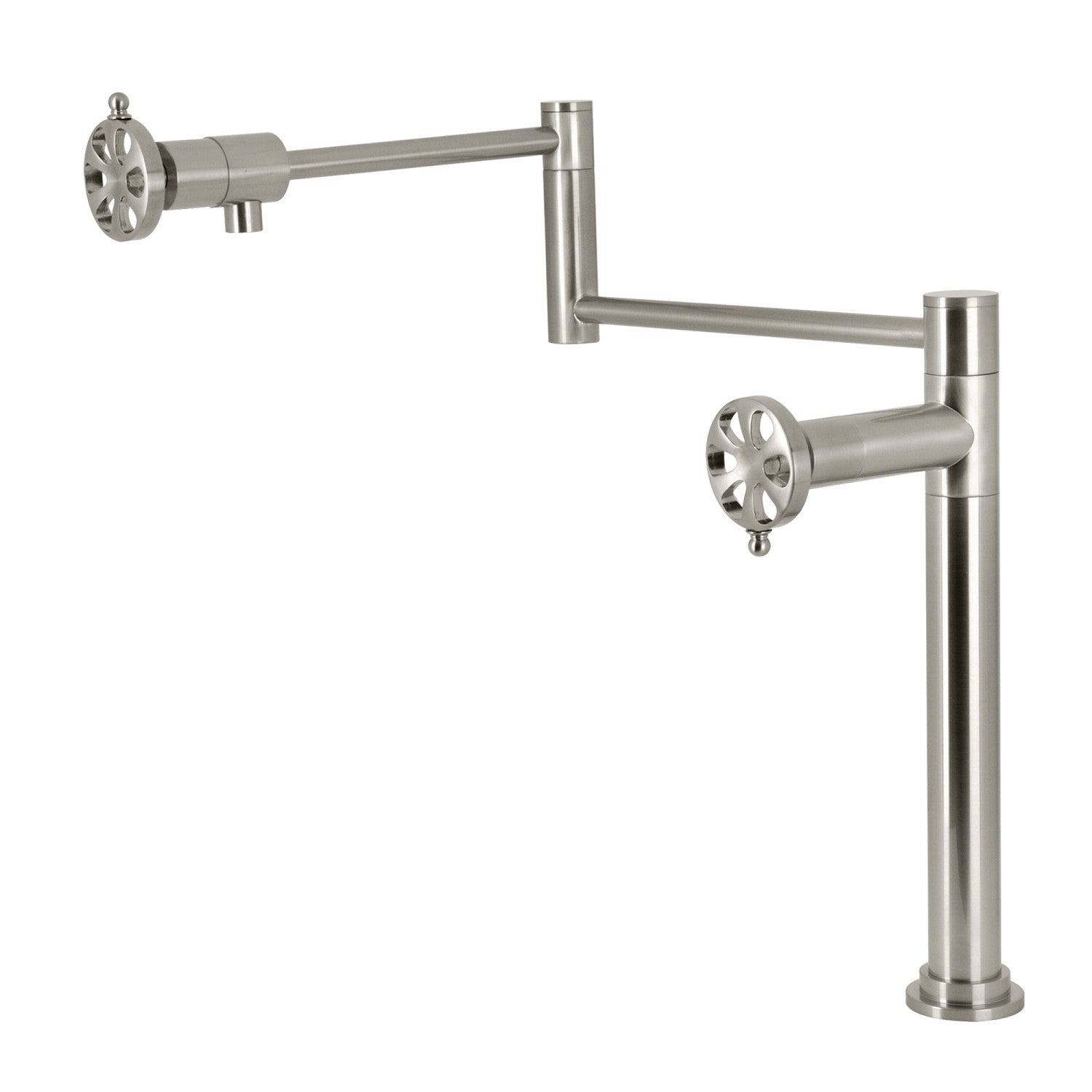 Kingston Sona KS4708RX - Belknap Two-Handle 1-Hole Deck Mount Pot Filler Faucet, Brushed Nickel