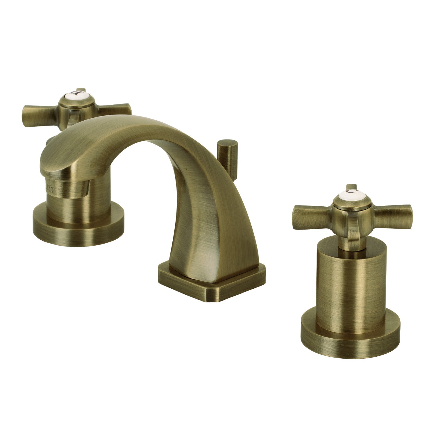 Kingston Tulare KS4943ZX - Millennium Two-Handle 3-Hole Deck Mount Widespread Bathroom Faucet with Brass Pop-Up, Antique Brass