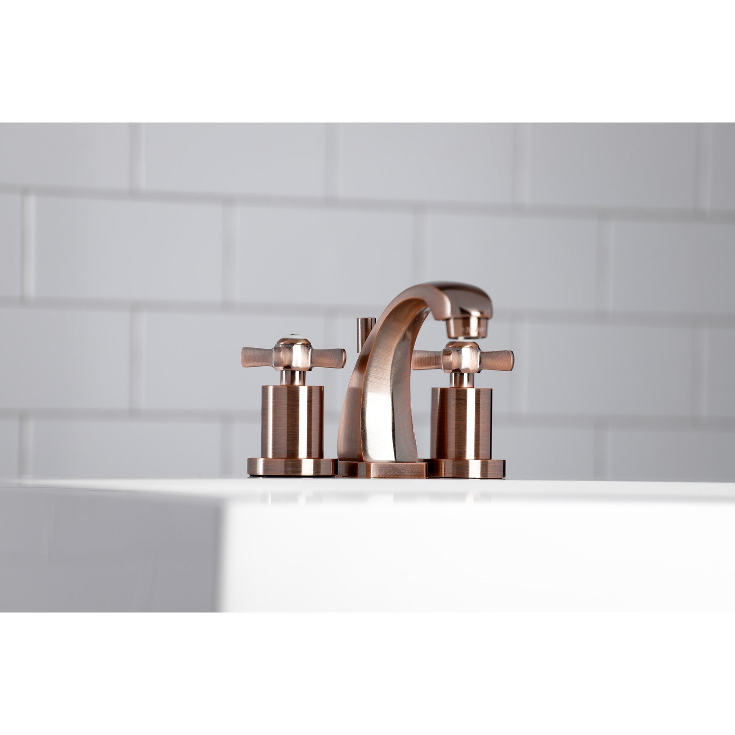 Kingston Tulare KS494ZXAC - Millennium Two-Handle 3-Hole Deck Mount Widespread Bathroom Faucet with Brass Pop-Up, Antique Copper — thumbnail 3