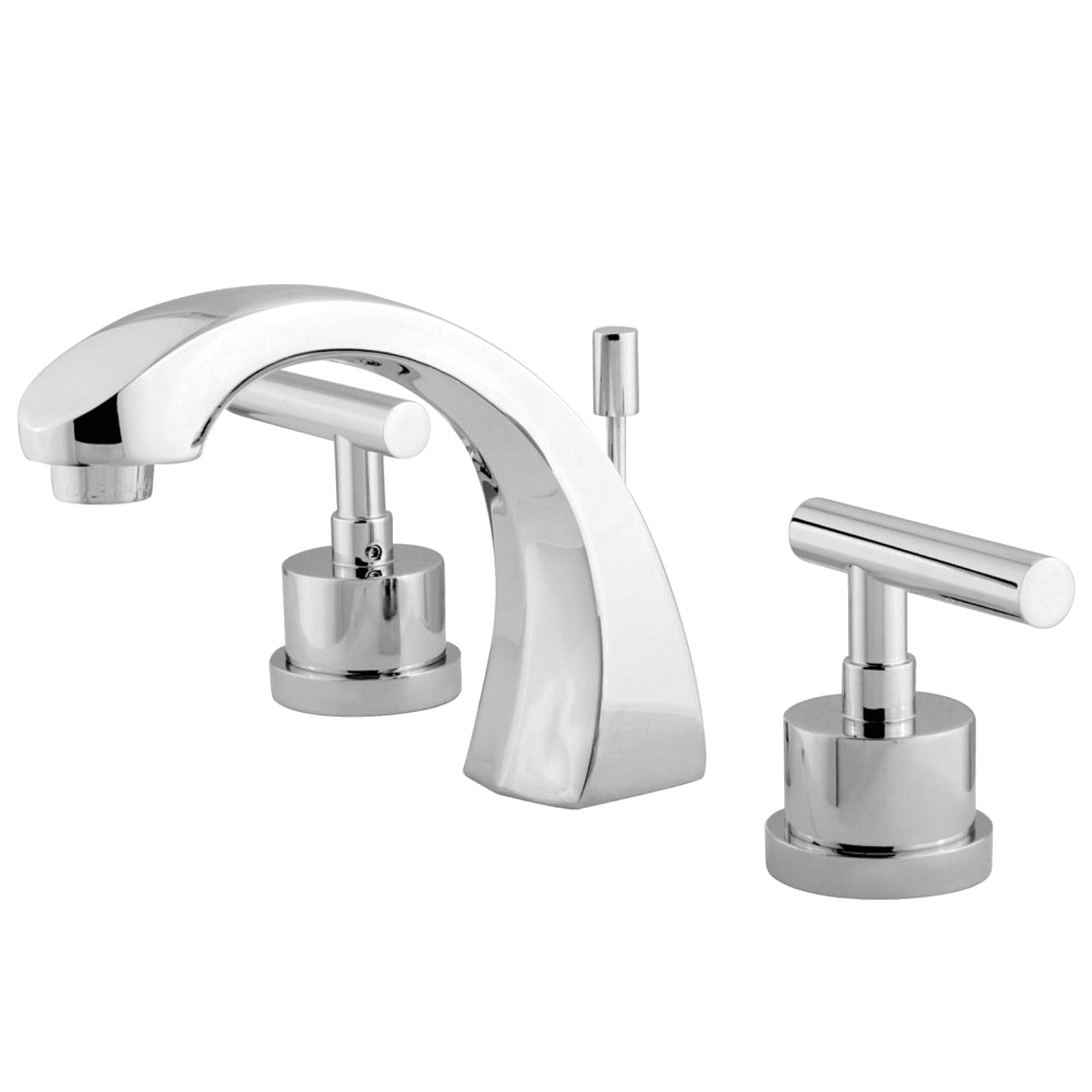 Kingston Sona KS4981CML - Manhattan Two-Handle 3-Hole Deck Mount Widespread Bathroom Faucet with Brass Pop-Up, Polished Chrome