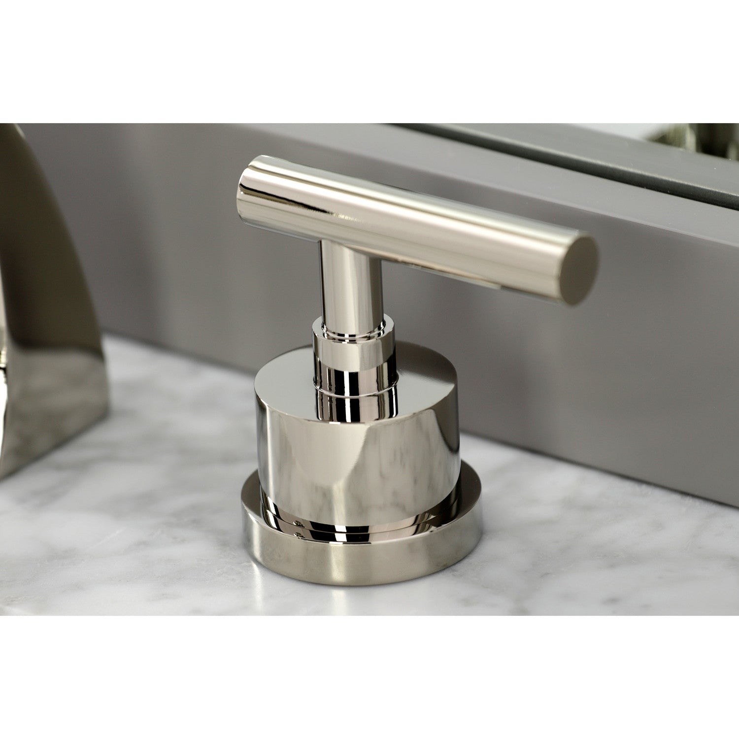 Kingston Sona KS4986CML - Manhattan Two-Handle 3-Hole Deck Mount Widespread Bathroom Faucet with Brass Pop-Up, Polished Nickel — thumbnail 2