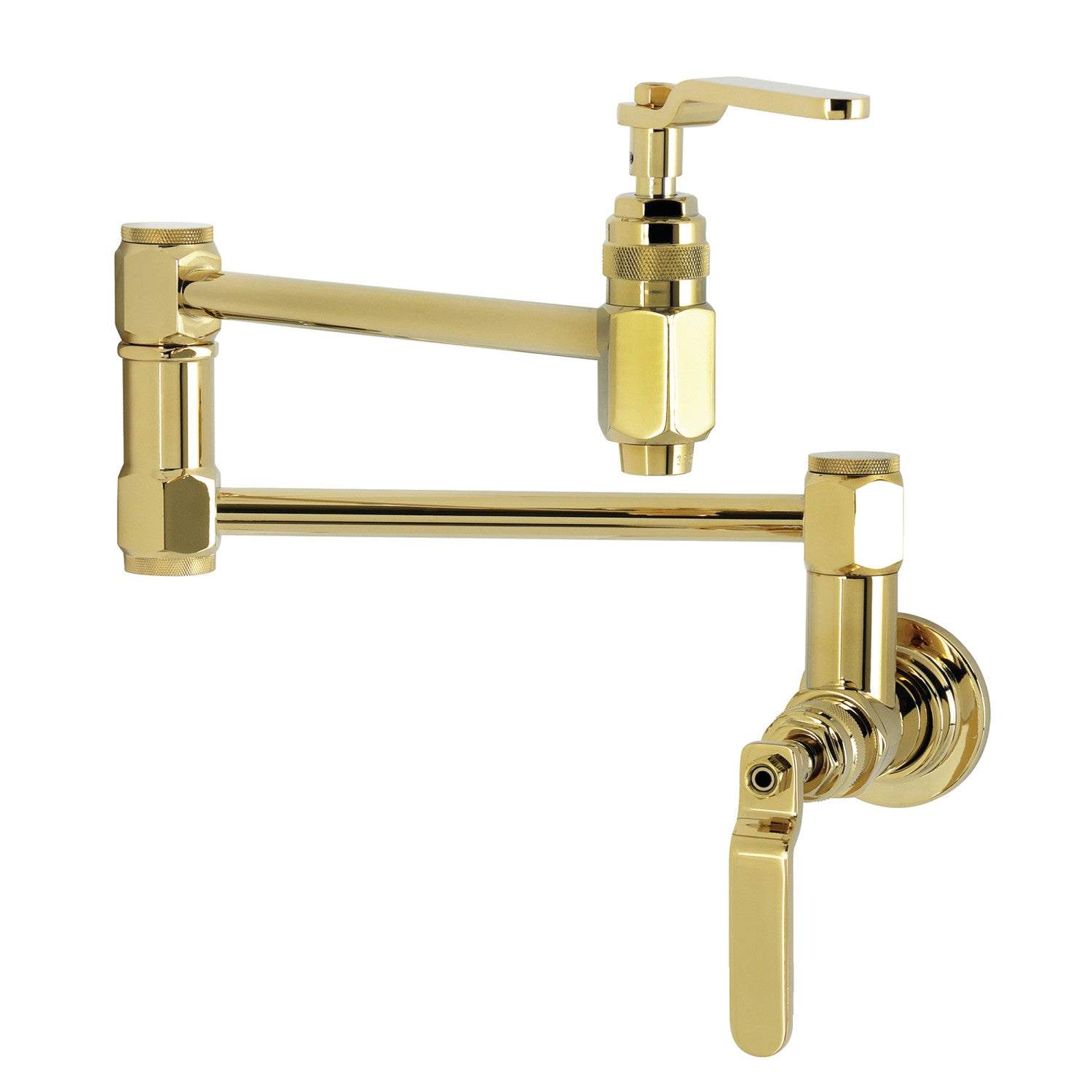 Kingston Sona KS5102KL - Whitaker Two-Handle 1-Hole Wall Mount Pot Filler Faucet, Polished Brass
