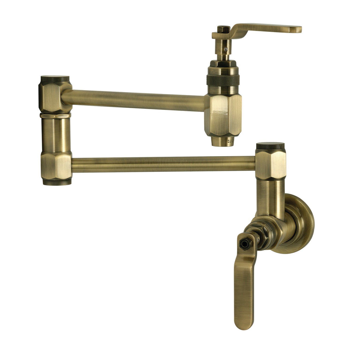 Kingston Sona KS5103KL - Whitaker Two-Handle 1-Hole Wall Mount Pot Filler Faucet, Antique Brass