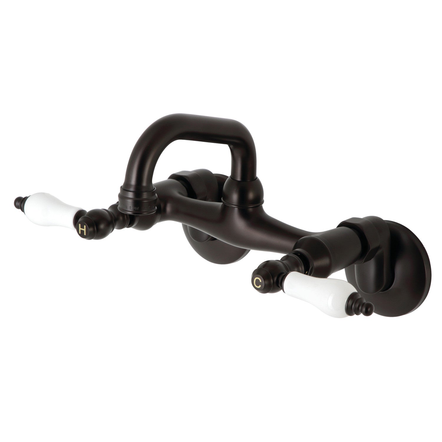 Kingston Heirloom KS512ORB - Kingston Two-Handle 2-Hole Wall Mount Bar Faucet, Oil Rubbed Bronze