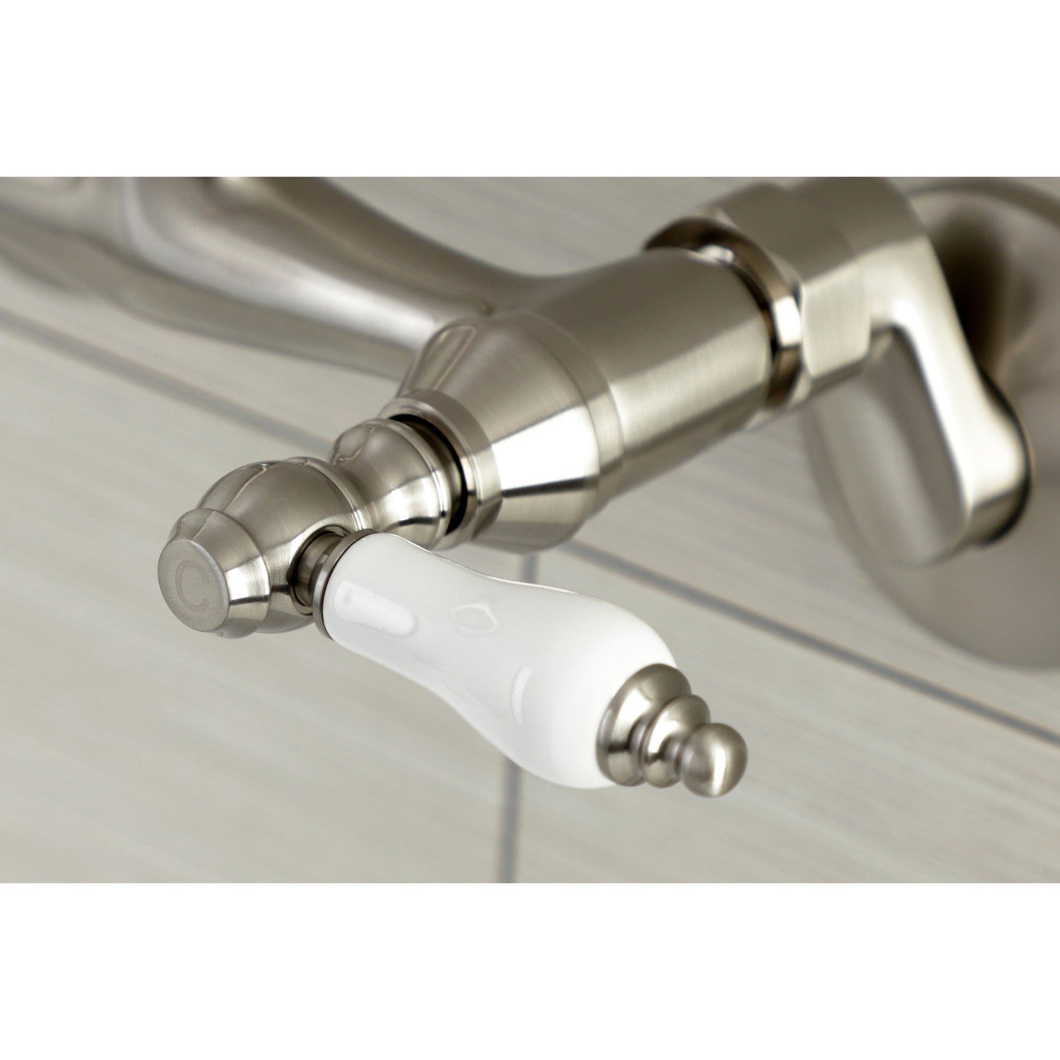 Kingston Heirloom KS512SN - Kingston Two-Handle 2-Hole Wall Mount Bar Faucet, Brushed Nickel — thumbnail 2