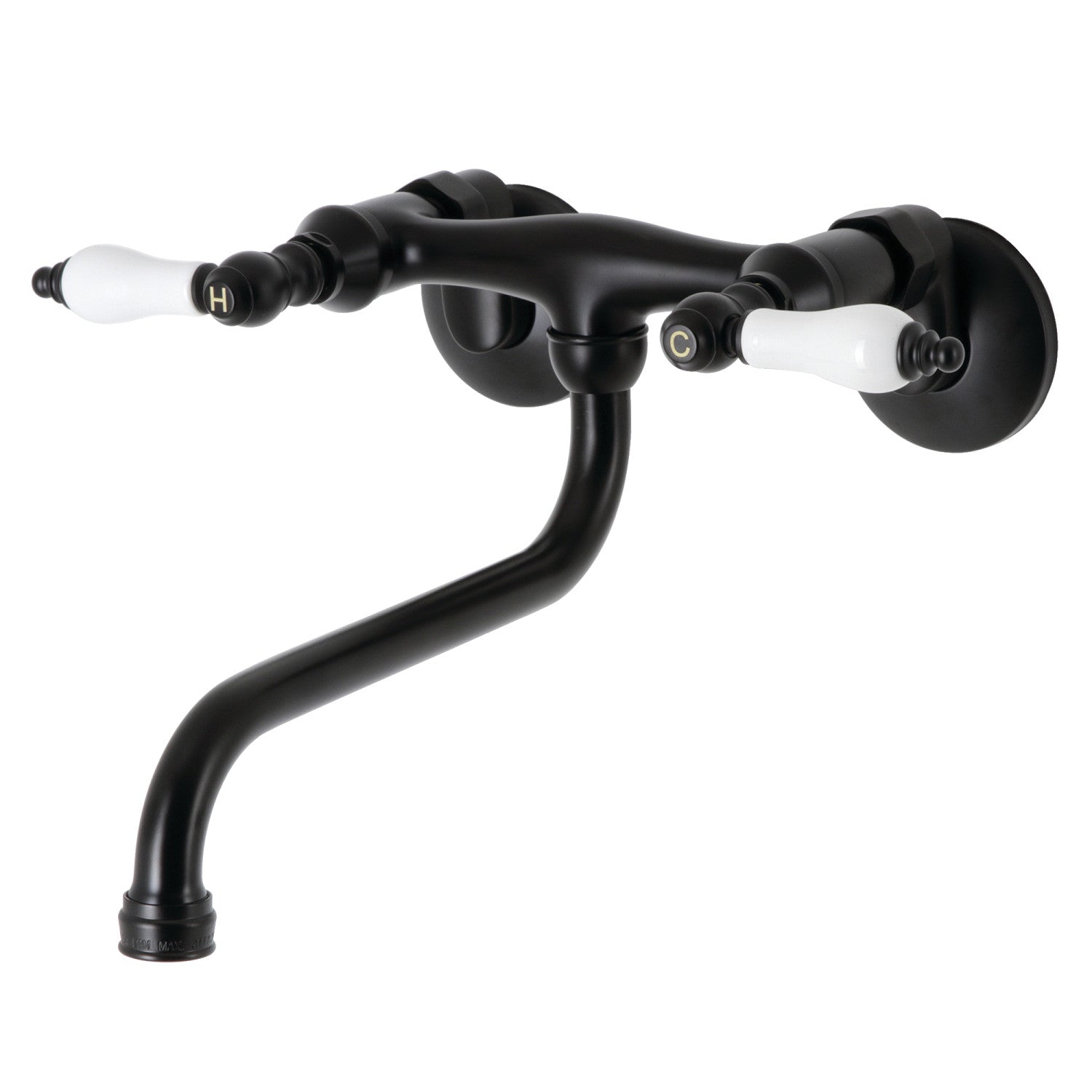 Kingston Heirloom KS515MB - Kingston Double-Handle 2-Hole Wall Mount Bathroom Faucet, Matte Black