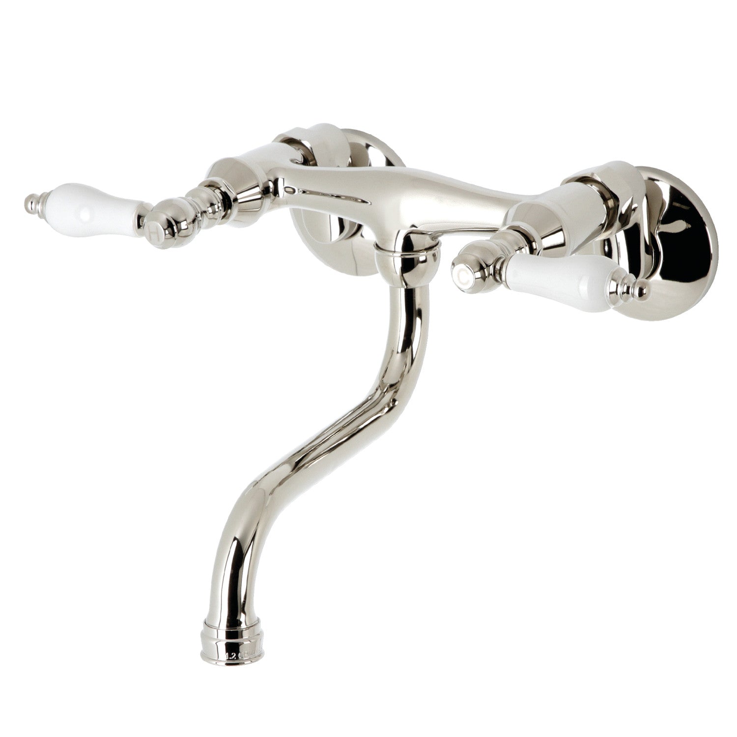 Kingston Heirloom KS516PN - Kingston Double-Handle 2-Hole Wall Mount Bathroom Faucet, Polished Nickel