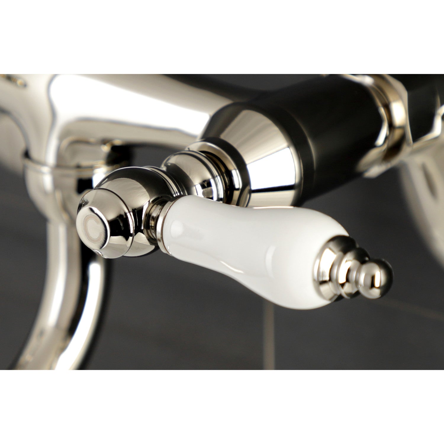 Kingston Heirloom KS516PN - Kingston Double-Handle 2-Hole Wall Mount Bathroom Faucet, Polished Nickel — thumbnail 2