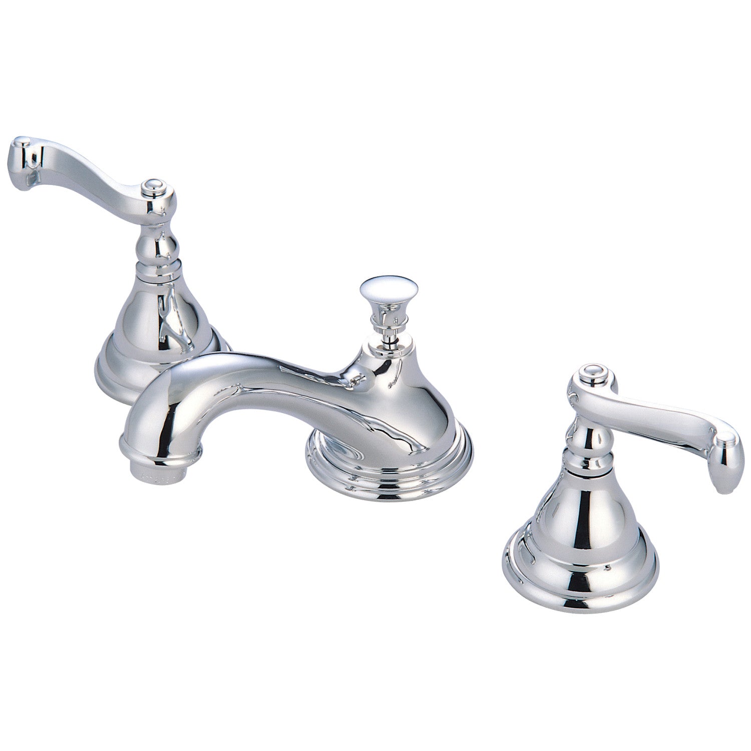 Kingston Tulare KS5561FL - Royale Two-Handle 3-Hole Deck Mount Widespread Bathroom Faucet with Brass Pop-Up, Polished Chrome