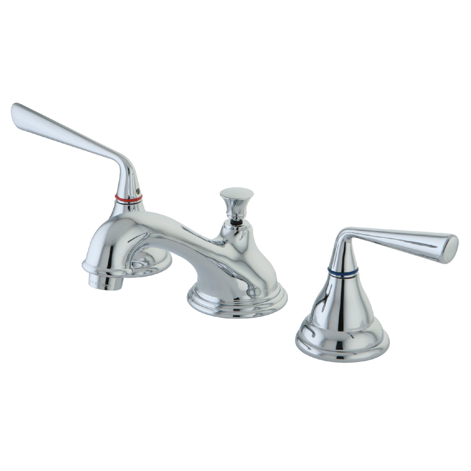 Kingston Tulare KS5561ZL - Silver Sage Two-Handle 3-Hole Deck Mount Widespread Bathroom Faucet with Brass Pop-Up, Polished Chrome