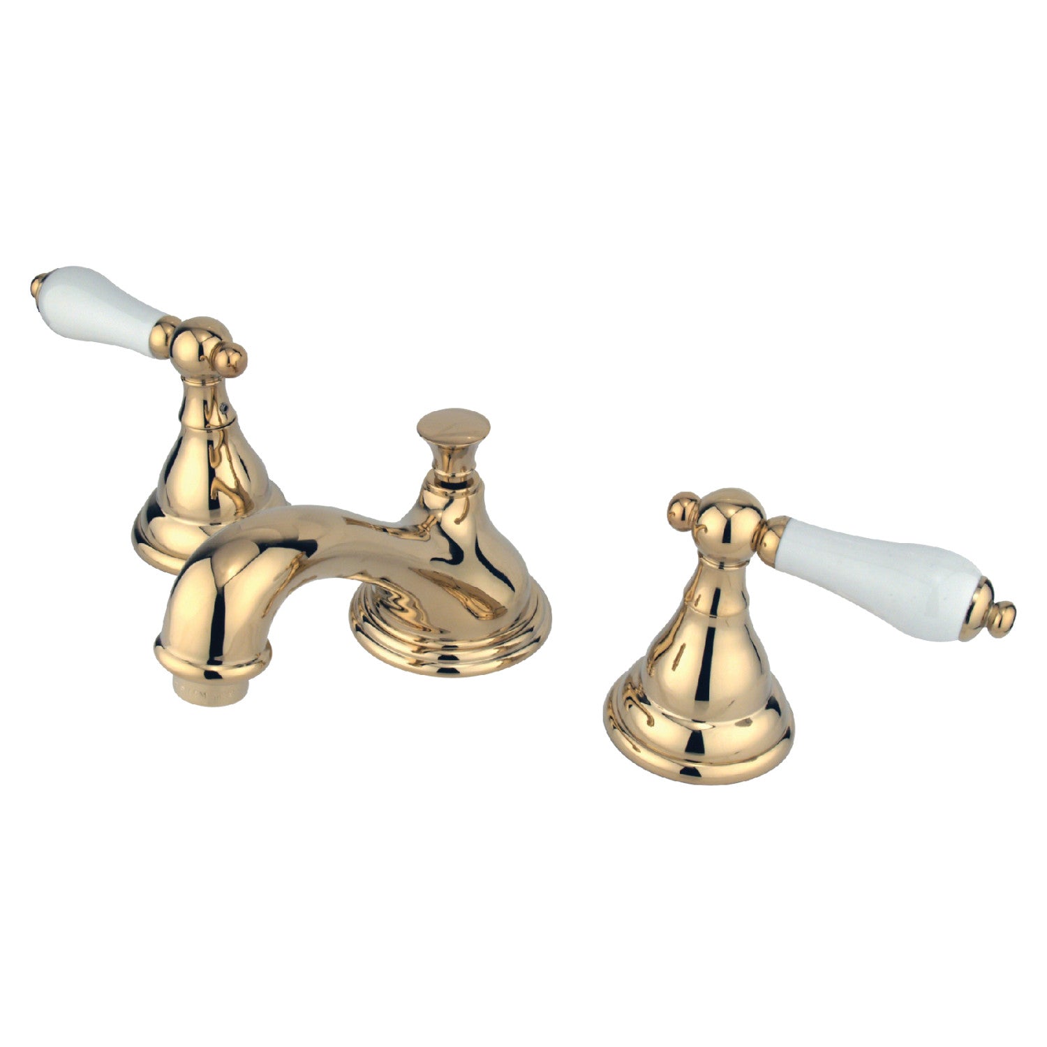 Kingston Heirloom KS5562PL - Royale Two-Handle 3-Hole Deck Mount Widespread Bathroom Faucet with Brass Pop-Up, Polished Brass