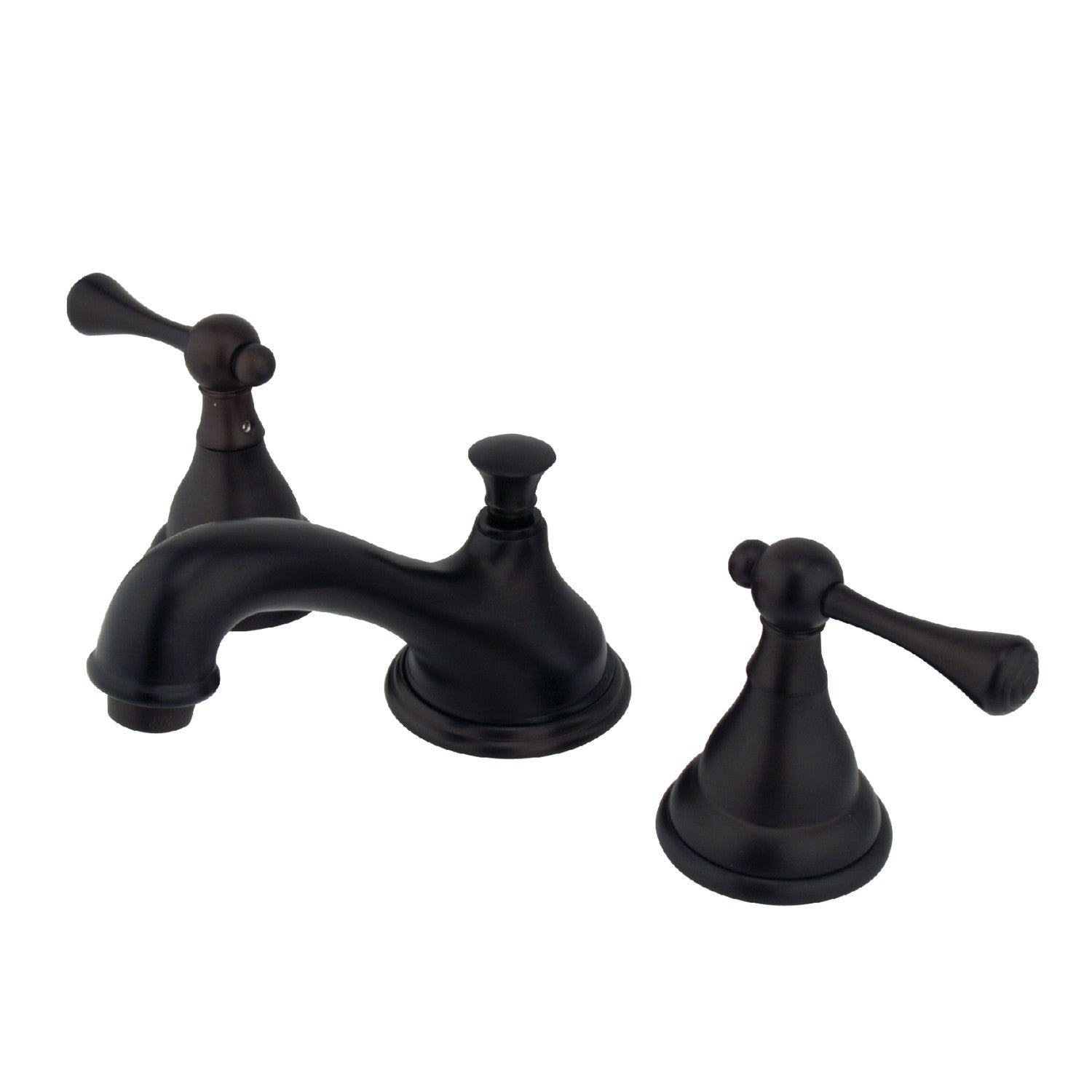 Kingston Tulare KS5565BLTwo-Handle 3-Hole Deck Mount Widespread Bathroom Faucet with Brass Pop-Up, Oil Rubbed Bronze