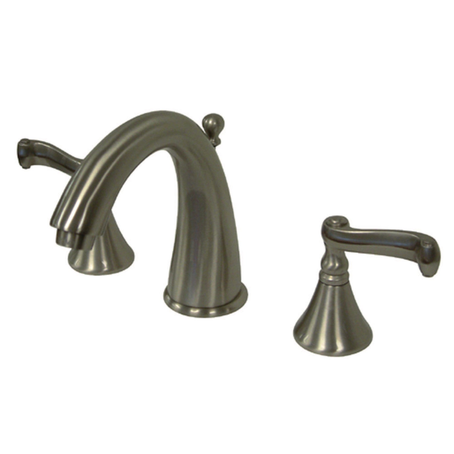 Kingston Tulare KS5978FL - Royale Two-Handle 3-Hole Deck Mount Widespread Bathroom Faucet with Brass Pop-Up, Brushed Nickel