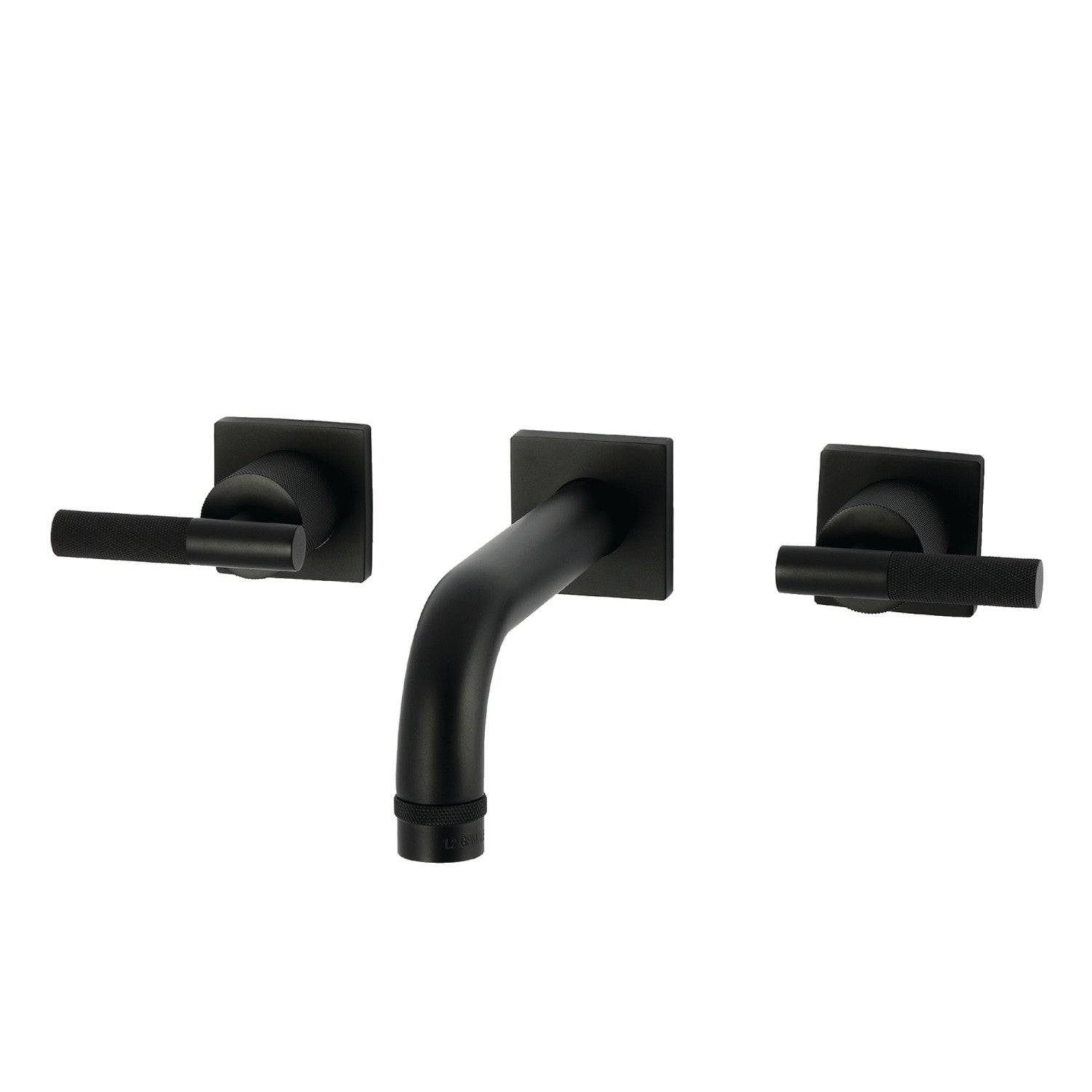 Kingston Sona KS6120KNL - Convergent Double-Handle 3-Hole Wall Mount Bathroom Faucet with Knurled Handle, Matte Black