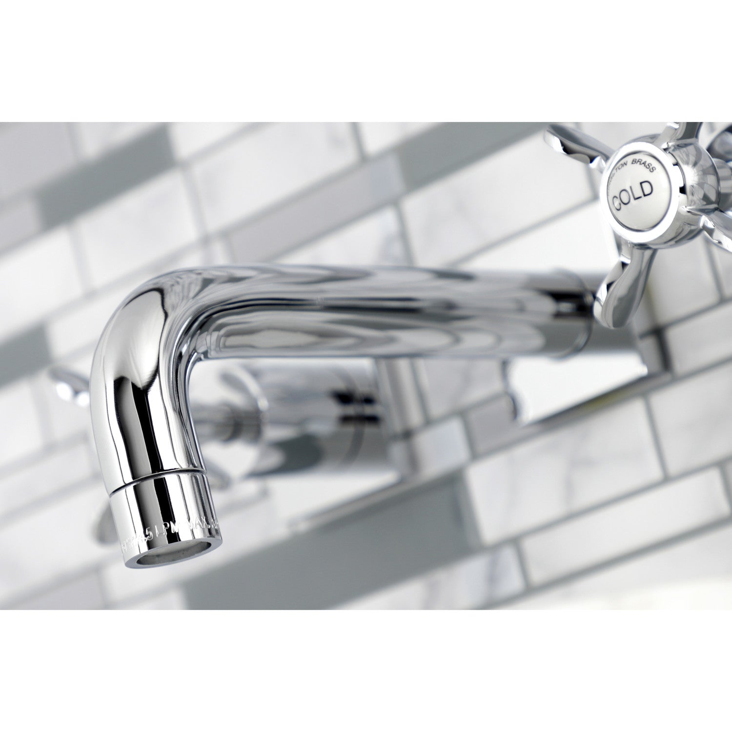 Kingston Tulare KS6121BEX - Essex Double-Handle 3-Hole Wall Mount Bathroom Faucet, Polished Chrome — thumbnail 3