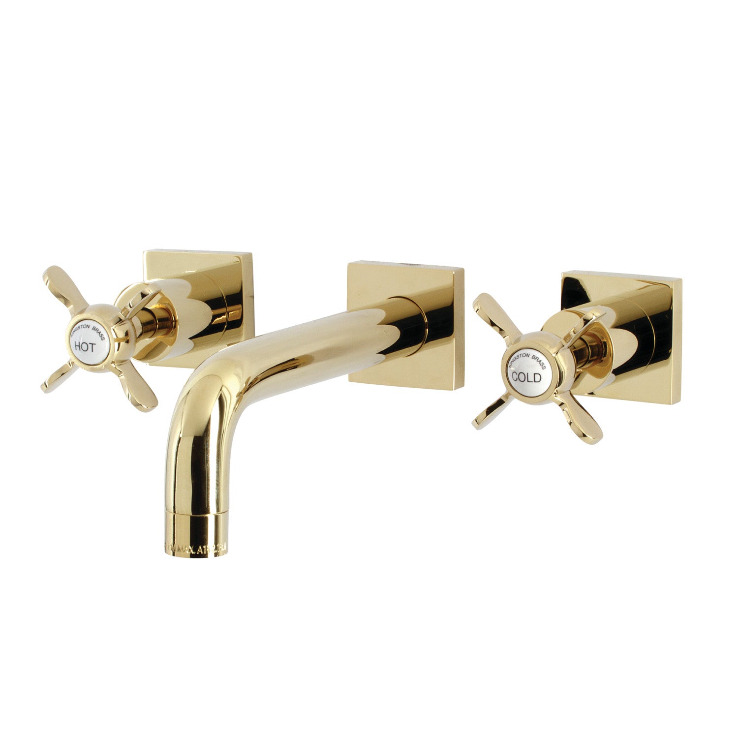 Kingston Tulare KS6122BEX - Essex Double-Handle 3-Hole Wall Mount Bathroom Faucet, Polished Brass