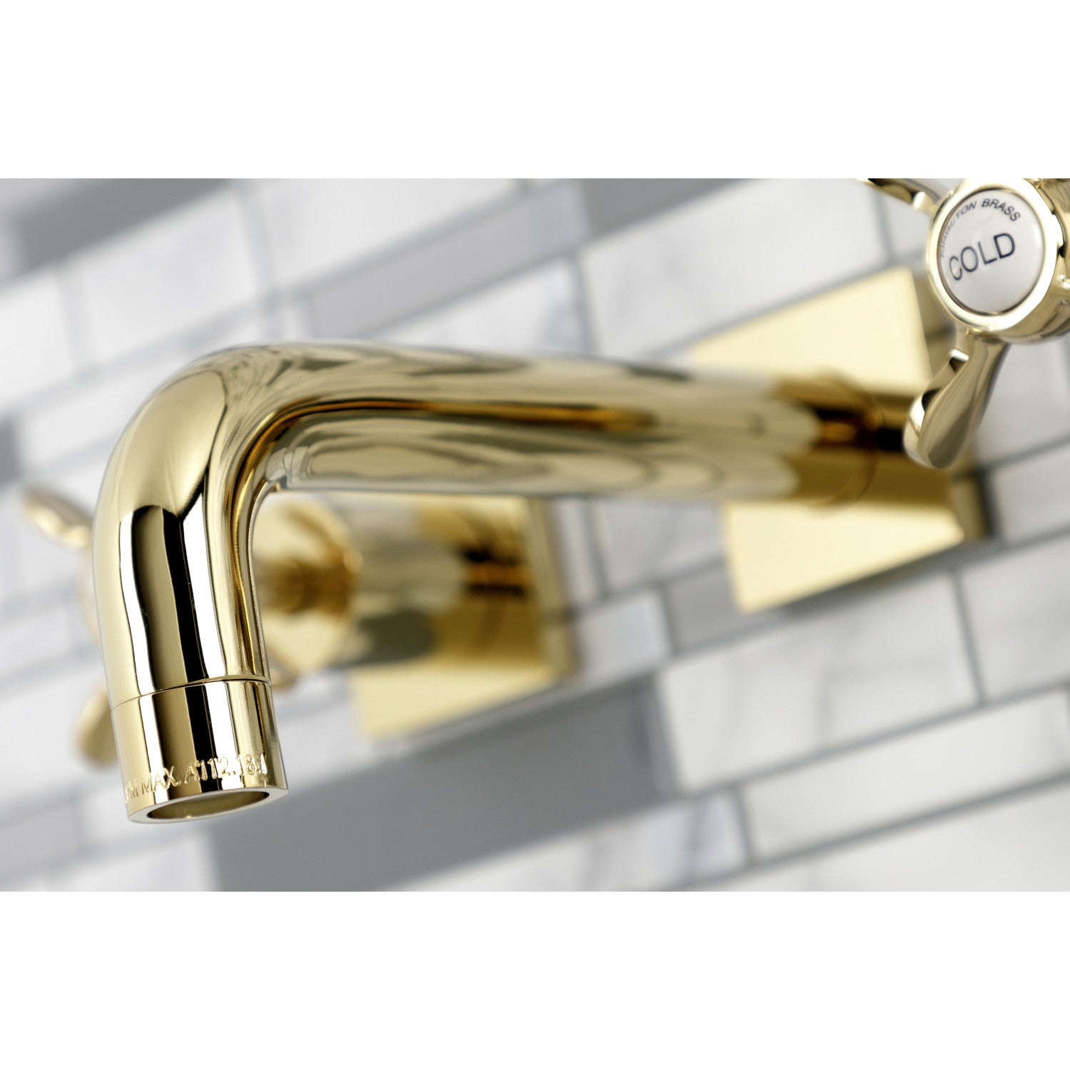 Kingston Tulare KS6122BEX - Essex Double-Handle 3-Hole Wall Mount Bathroom Faucet, Polished Brass — thumbnail 3