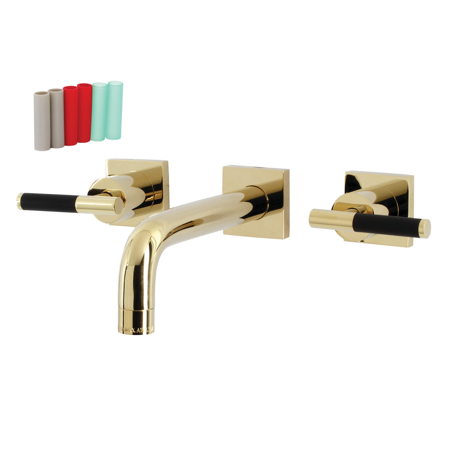 Kingston Sona KS6122CKL - Kaiser Double-Handle 3-Hole Wall Mount Bathroom Faucet, Polished Brass