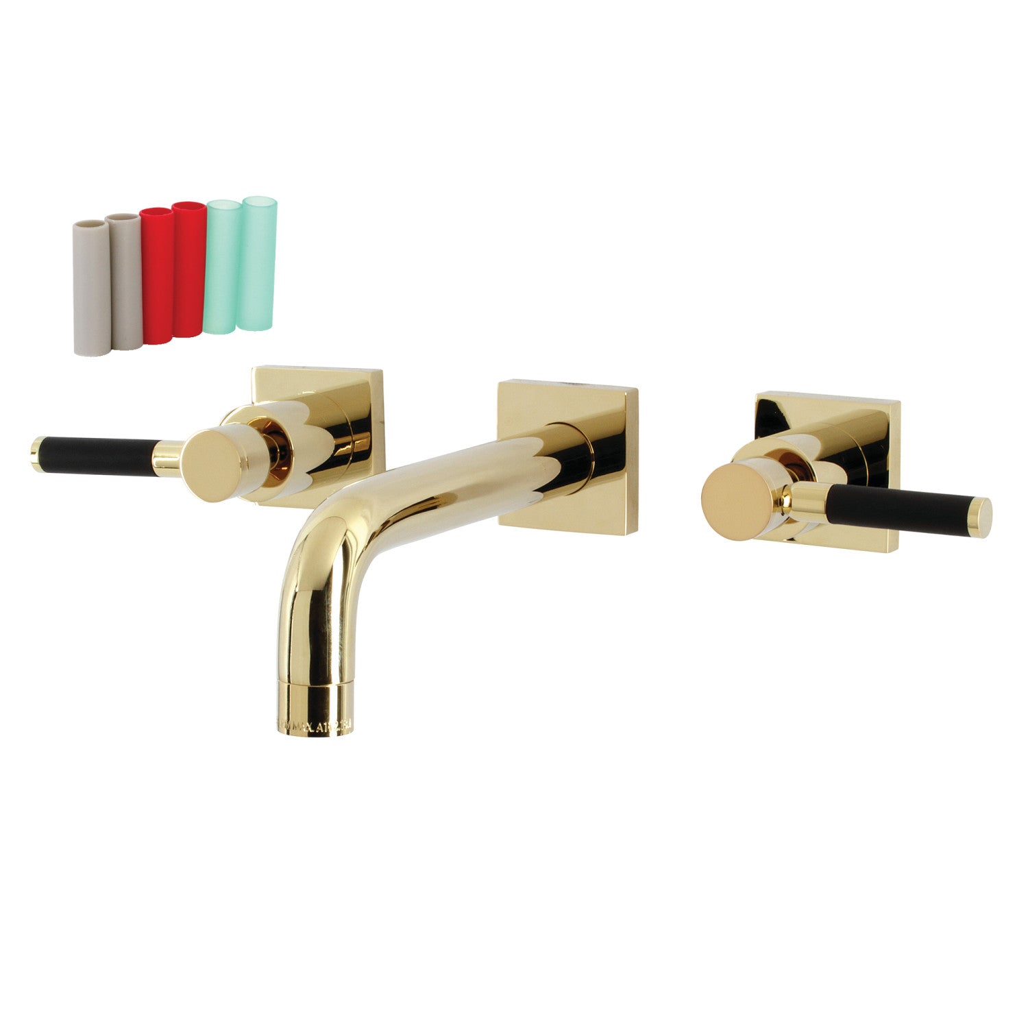 Kingston Sona KS6122DKL - Kaiser Double-Handle 3-Hole Wall Mount Bathroom Faucet, Polished Brass