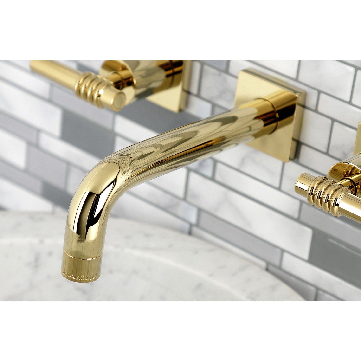 Kingston Sona KS6122ML - Milano Double-Handle 3-Hole Wall Mount Bathroom Faucet, Polished Brass — thumbnail 3