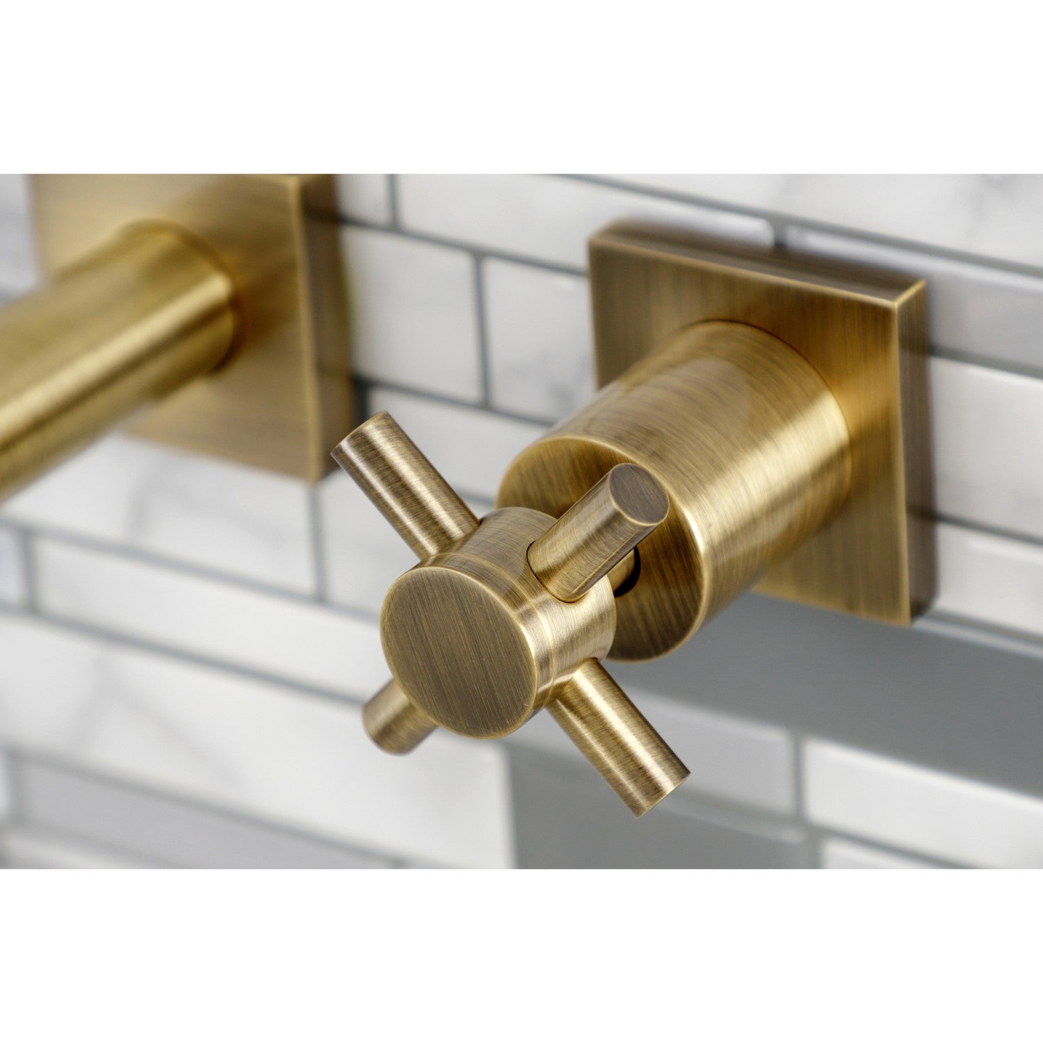 Kingston Sona KS6123DX - Concord Double-Handle 3-Hole Wall Mount Bathroom Faucet, Antique Brass — thumbnail 2