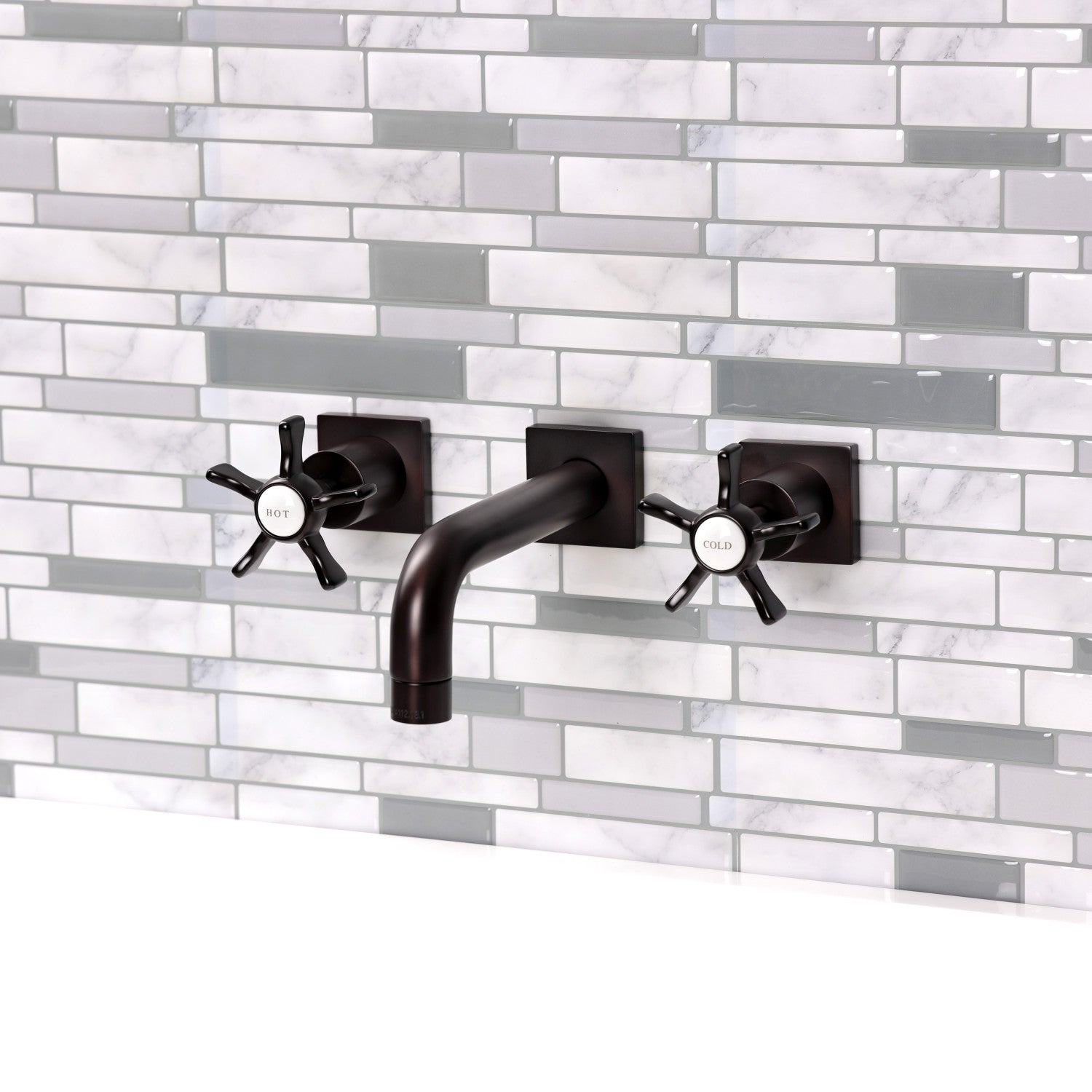 Kingston Sona KS6125NX - Hamilton Double-Handle 3-Hole Wall Mount Bathroom Faucet, Oil Rubbed Bronze — thumbnail 3