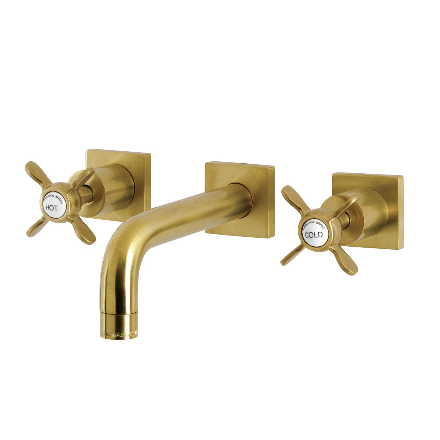 Kingston Tulare KS6127BEX - Essex Double-Handle 3-Hole Wall Mount Bathroom Faucet, Brushed Brass