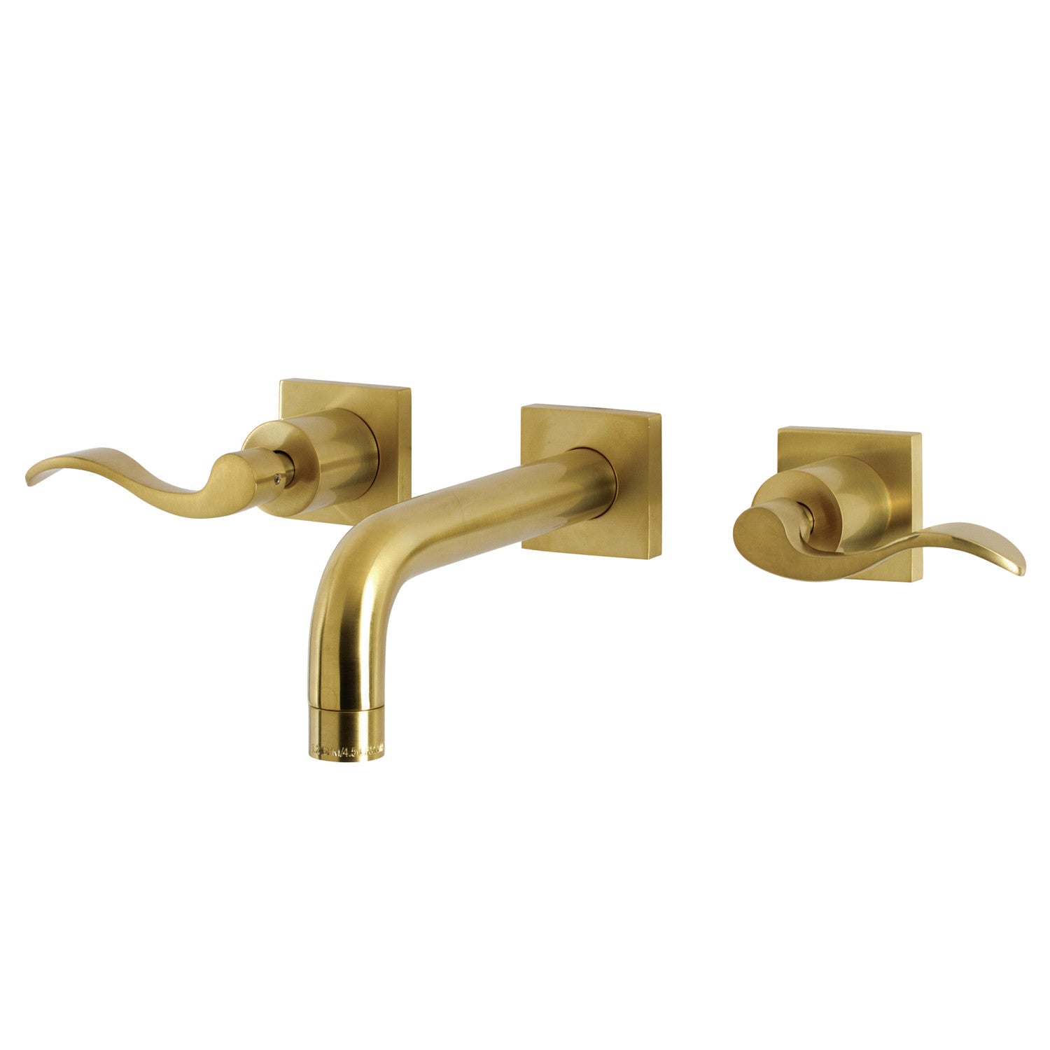 Kingston Tulare KS6127DFL - NuWave Double-Handle 3-Hole Wall Mount Bathroom Faucet, Brushed Brass