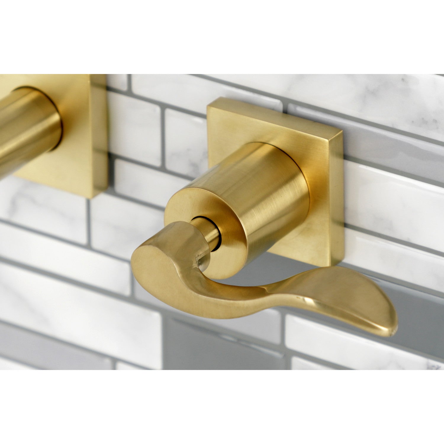 Kingston Tulare KS6127DFL - NuWave Double-Handle 3-Hole Wall Mount Bathroom Faucet, Brushed Brass — thumbnail 2