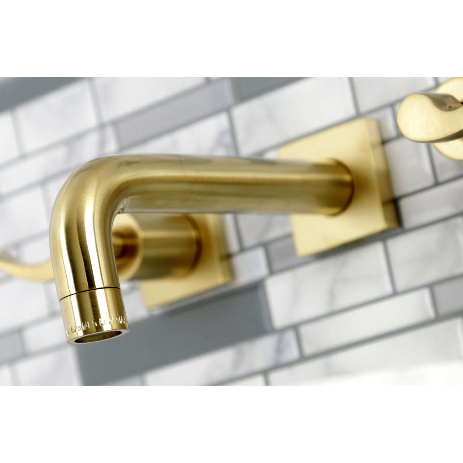 Kingston Tulare KS6127DFL - NuWave Double-Handle 3-Hole Wall Mount Bathroom Faucet, Brushed Brass — thumbnail 3