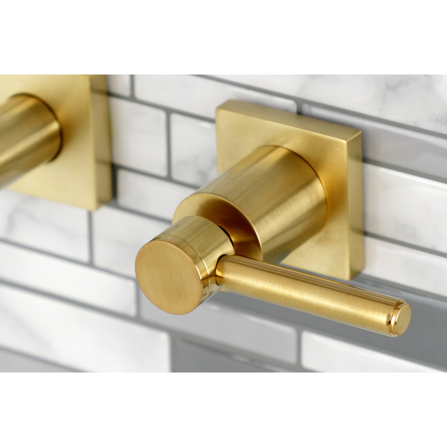 Kingston Sona KS6127DL - Concord Double-Handle 3-Hole Wall Mount Bathroom Faucet, Brushed Brass — thumbnail 2