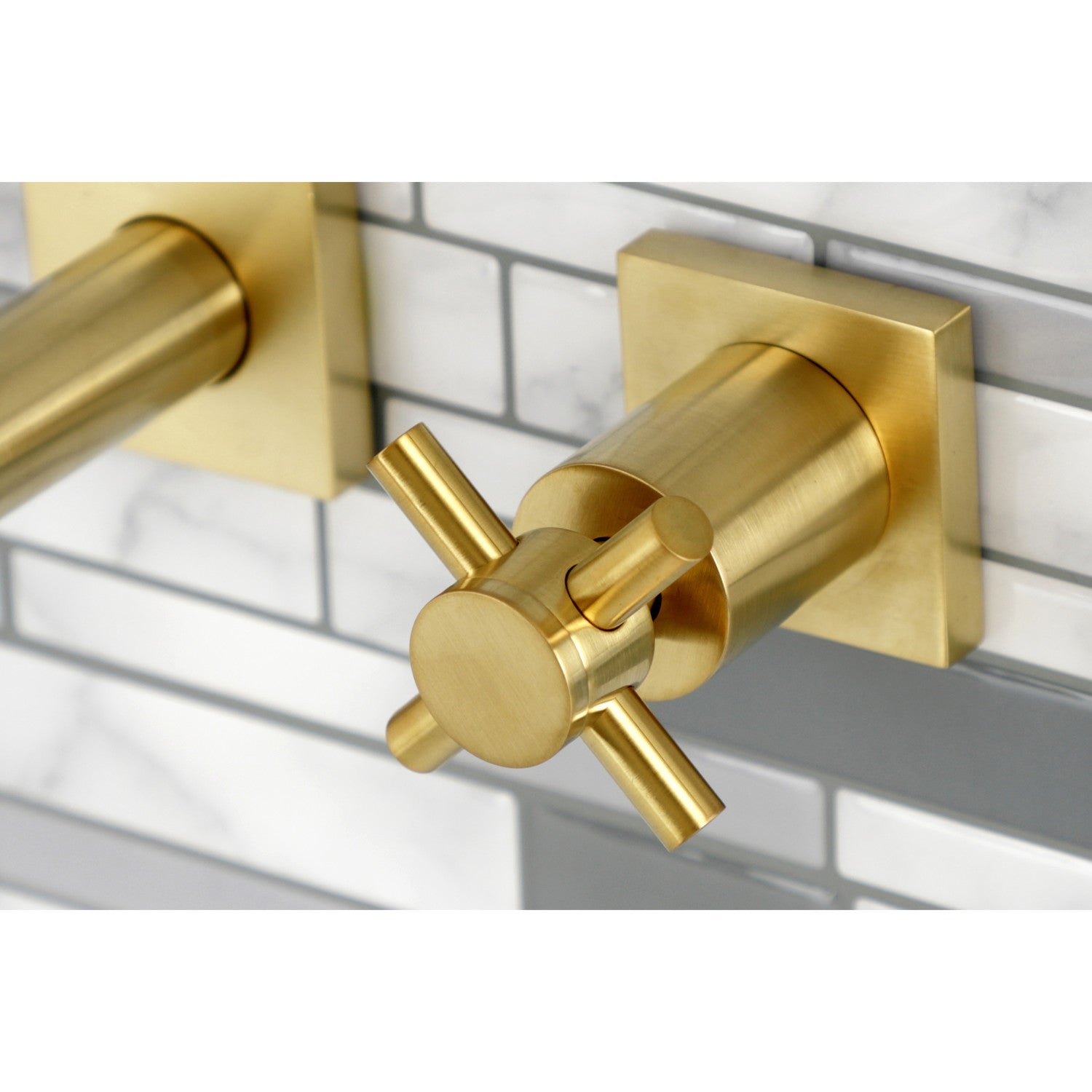 Kingston Sona KS6127DX - Concord Double-Handle 3-Hole Wall Mount Bathroom Faucet, Brushed Brass — thumbnail 2
