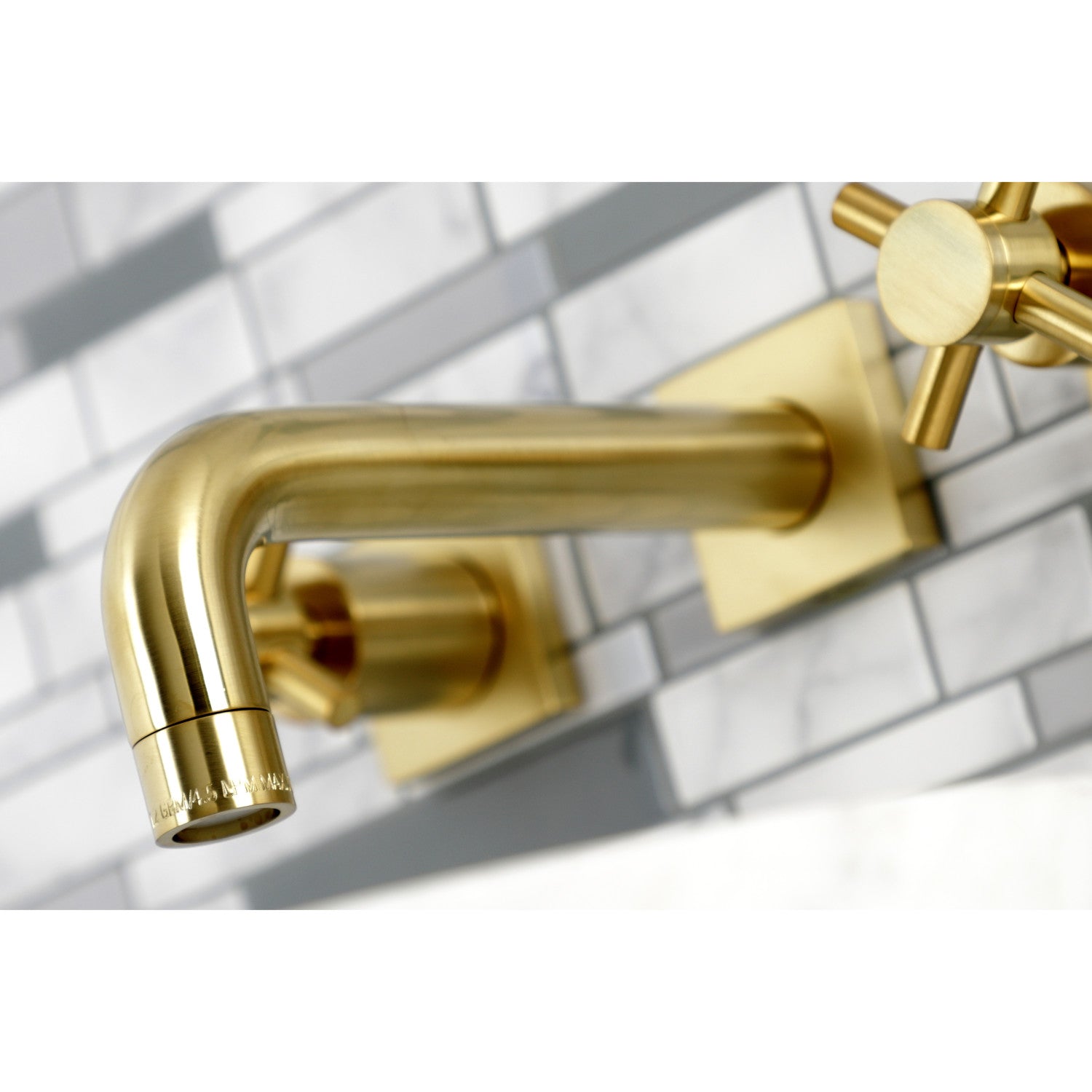 Kingston Sona KS6127DX - Concord Double-Handle 3-Hole Wall Mount Bathroom Faucet, Brushed Brass — thumbnail 3